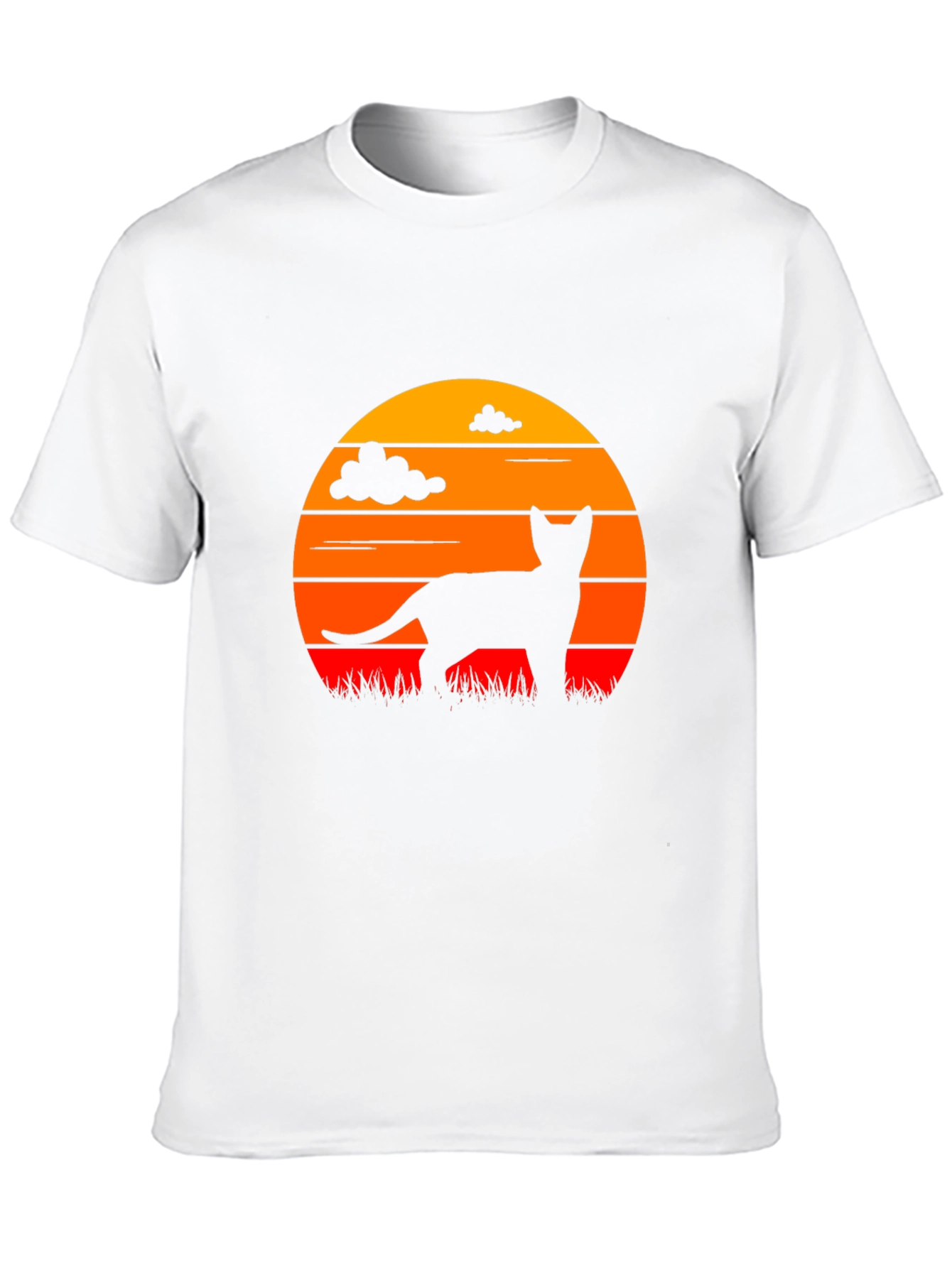 Cat Silhouette Sunset Graphic T-Shirt