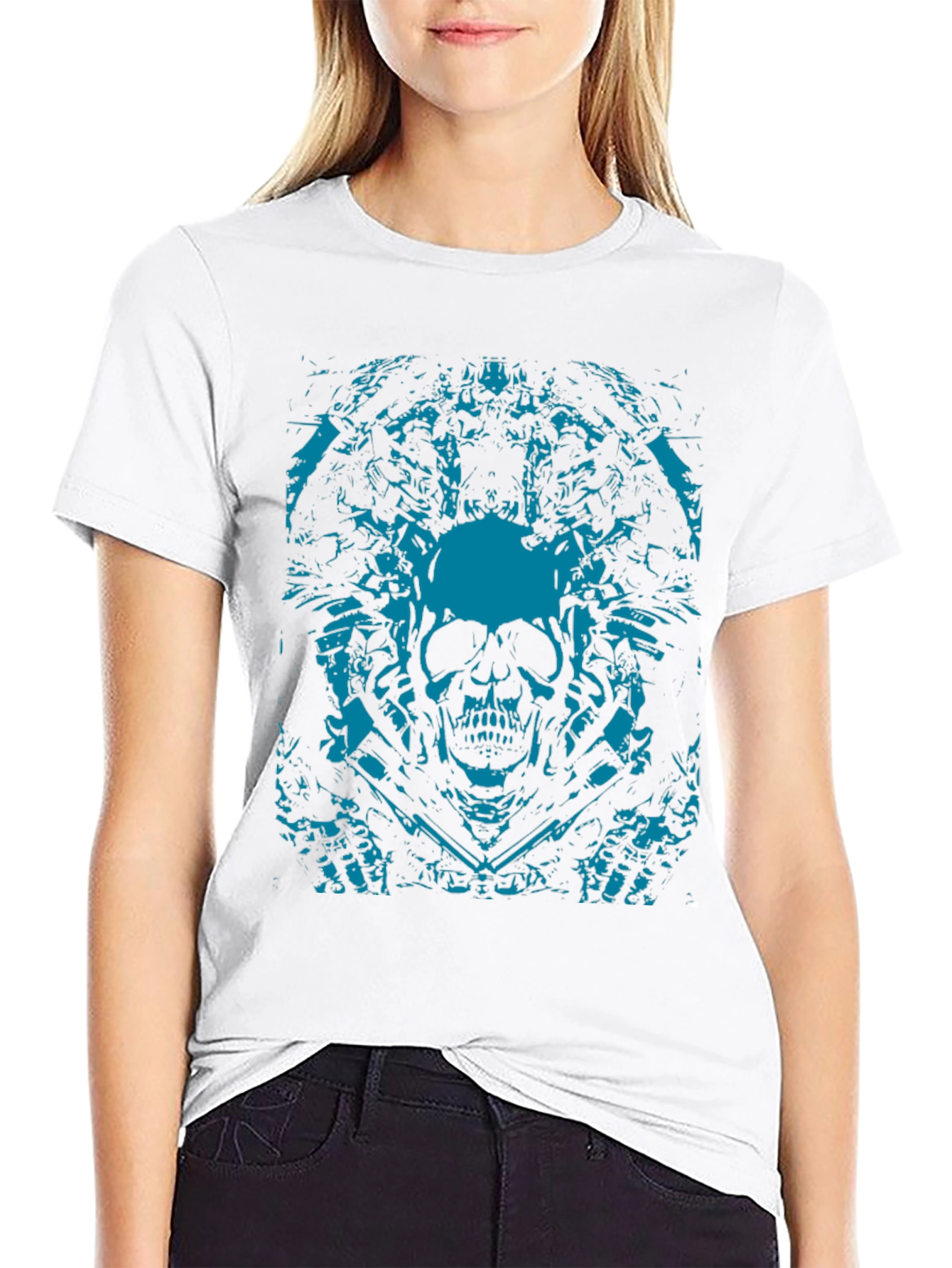 Skull Graphic Print Black T-Shirt