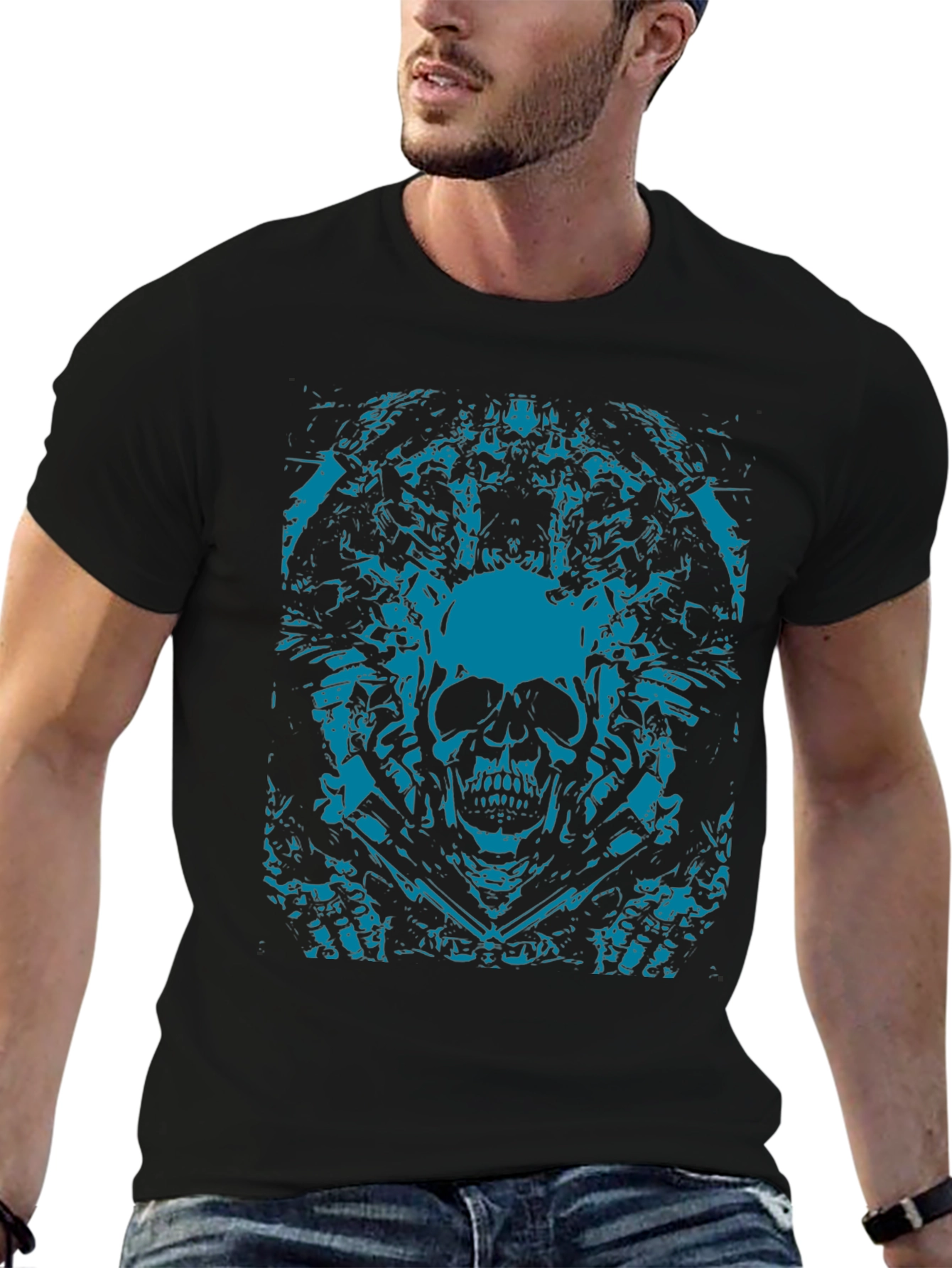 Skull Graphic Print Black T-Shirt