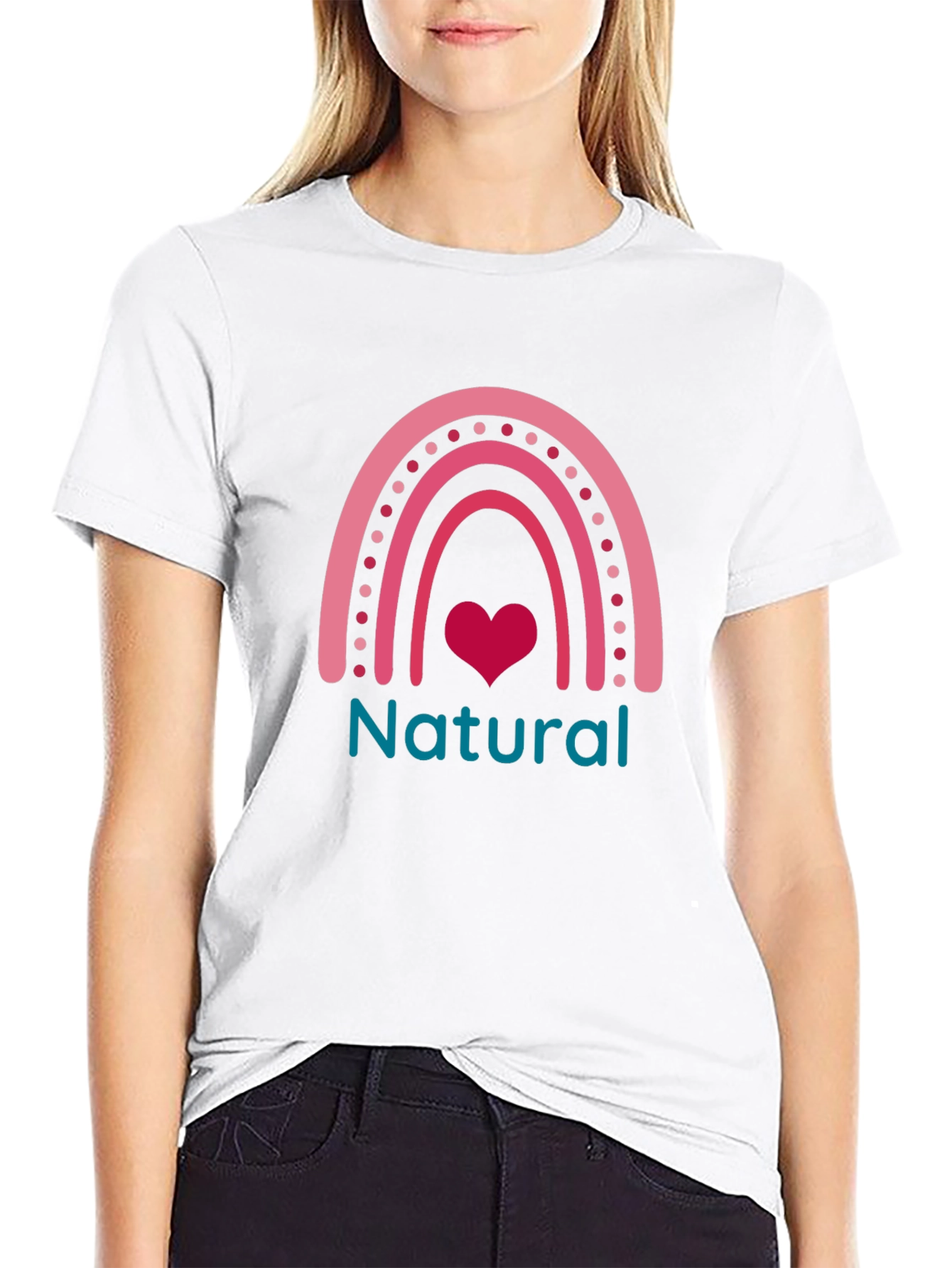 Natural Rainbow Heart Graphic Tee - Unisex