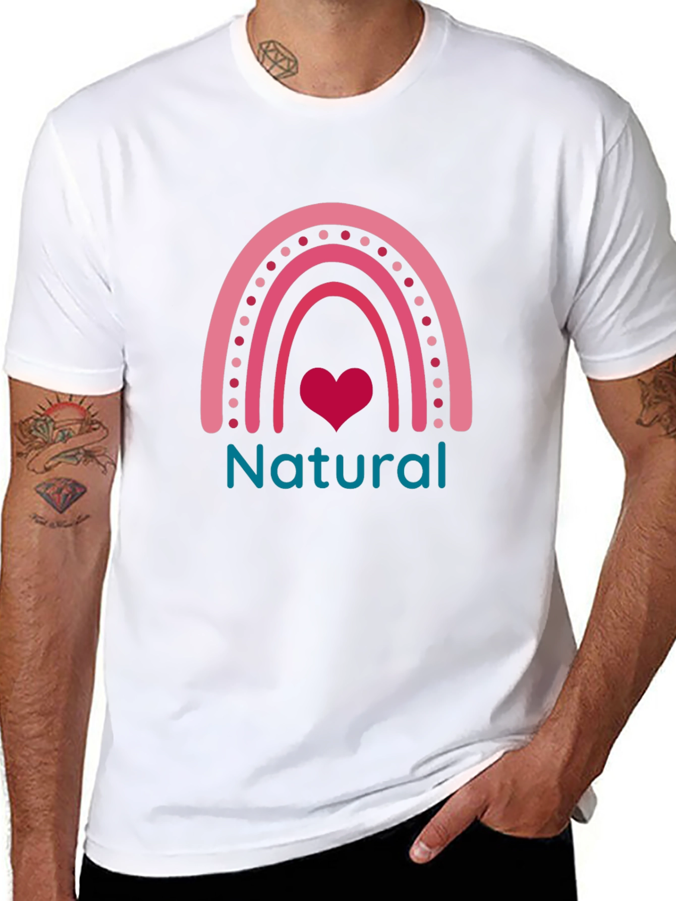 Natural Rainbow Heart Graphic Tee - Unisex