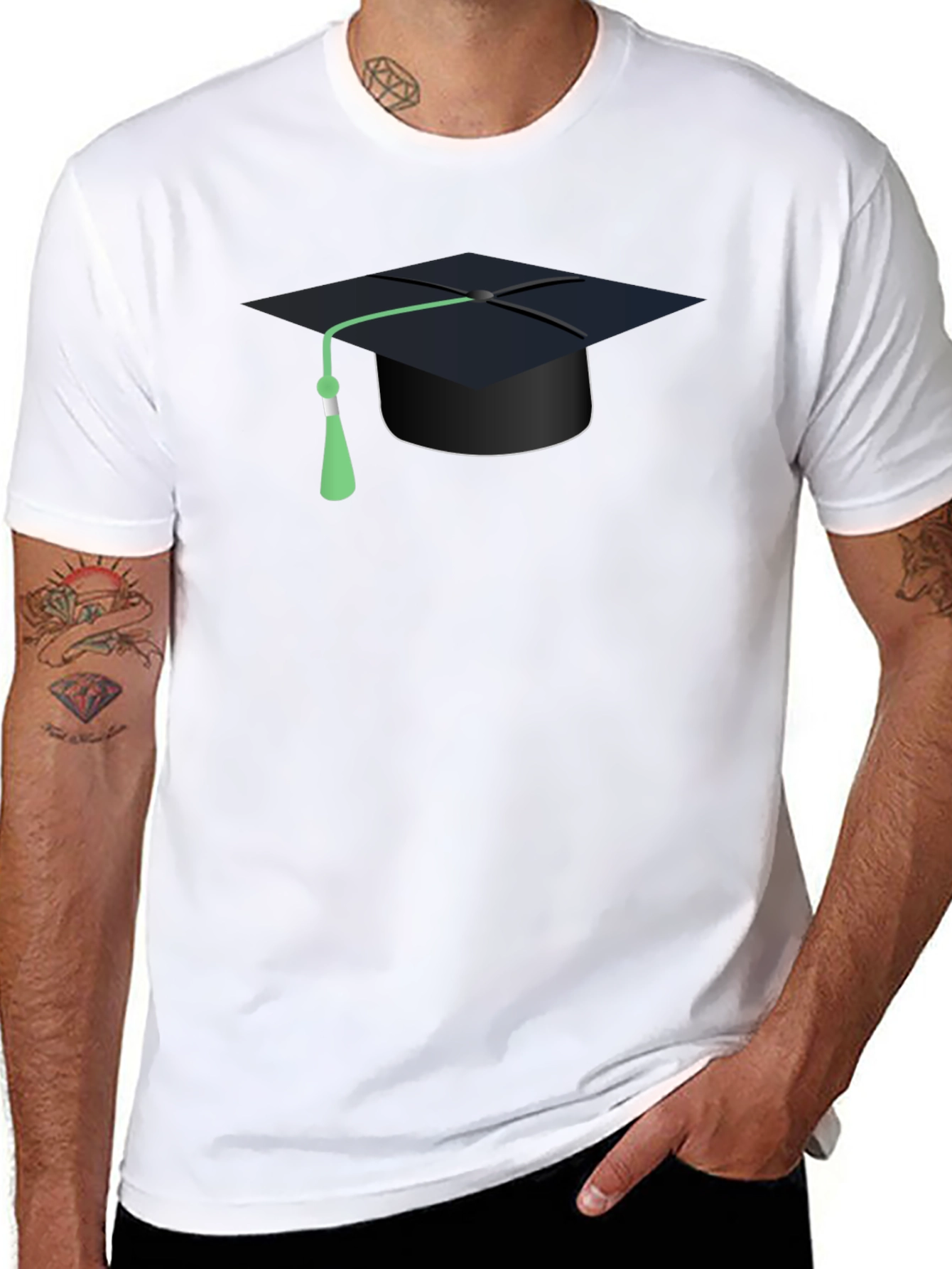 Graduation Cap Graphic T-Shirt - Black Cotton Tee