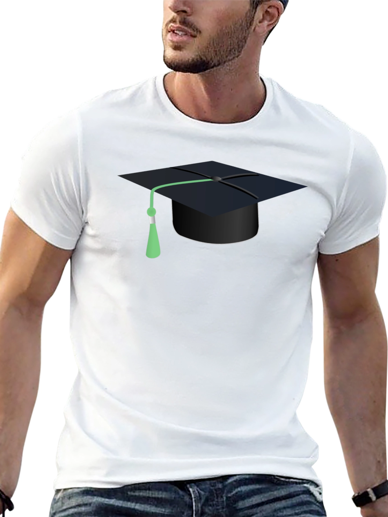 Graduation Cap Graphic T-Shirt - Black Cotton Tee