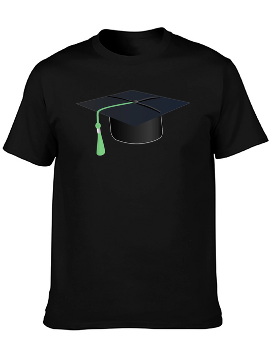 Graduation Cap Graphic T-Shirt - Black Cotton Tee