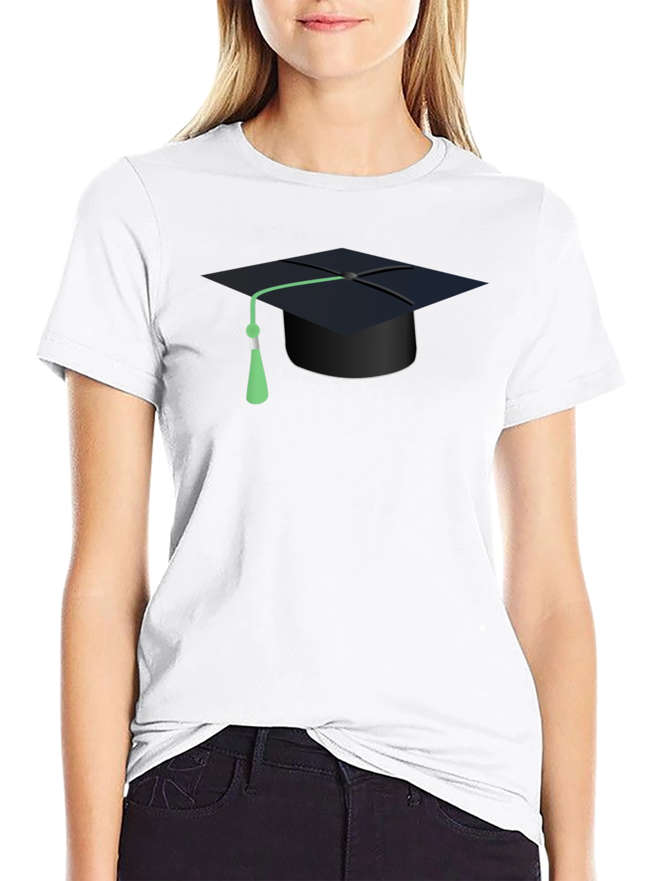 Graduation Cap Graphic T-Shirt - Black Cotton Tee