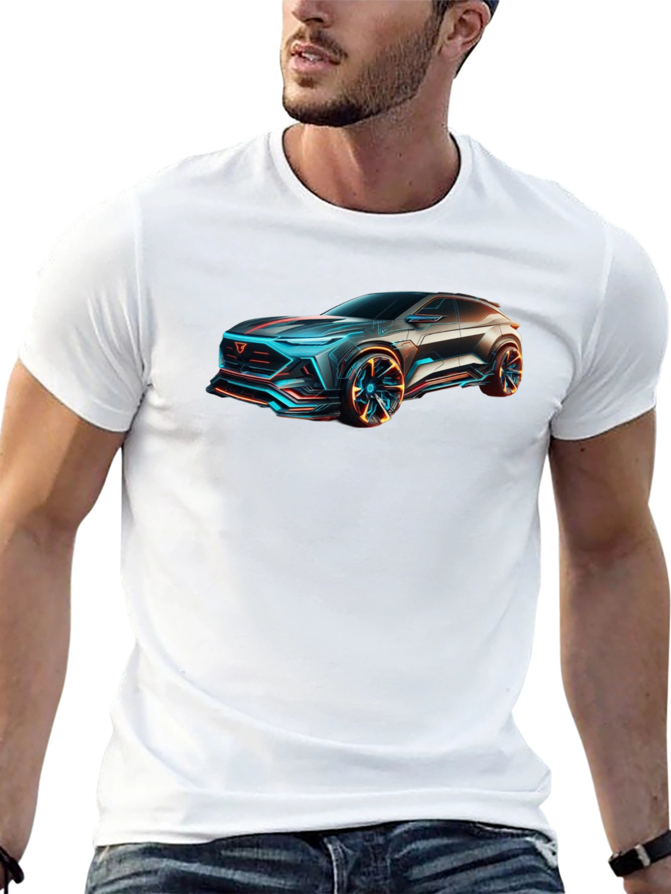 Futuristic Car Graphic Black T-Shirt