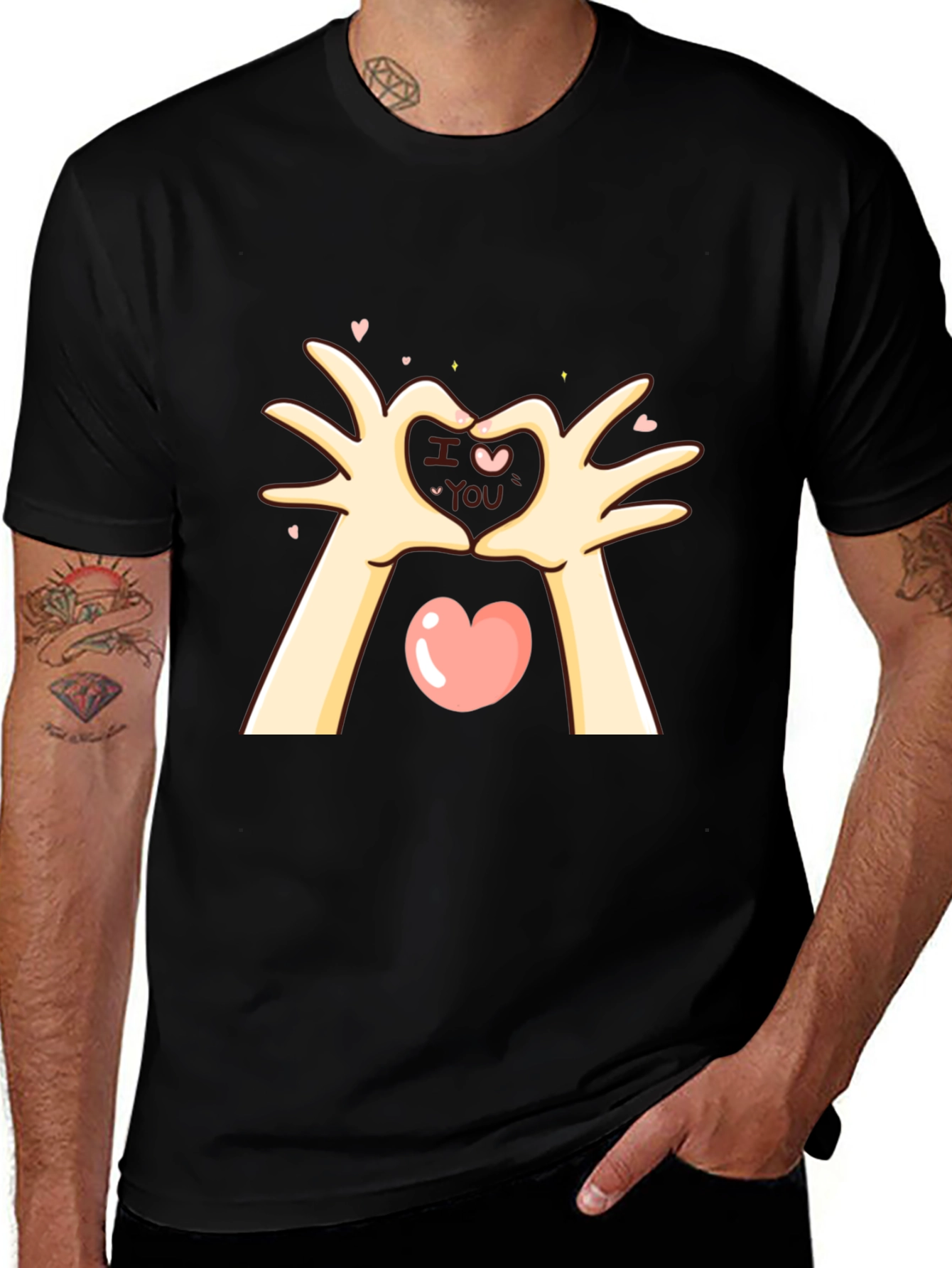 I Love You Heart Hands Graphic T-Shirt