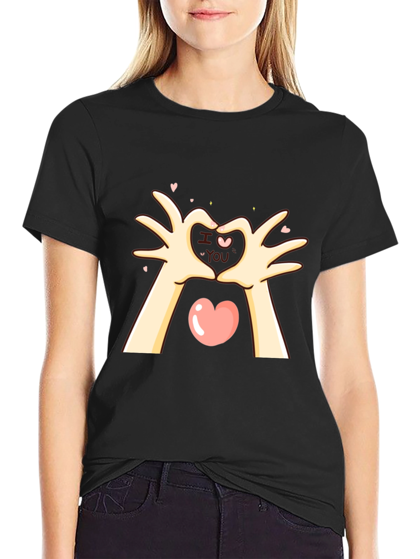 I Love You Heart Hands Graphic T-Shirt