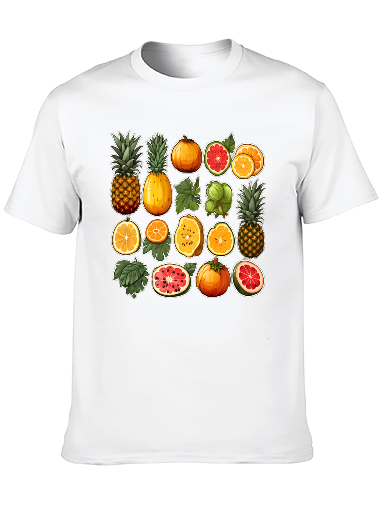 Fruit Collage Graphic T-Shirt - Tropical Design