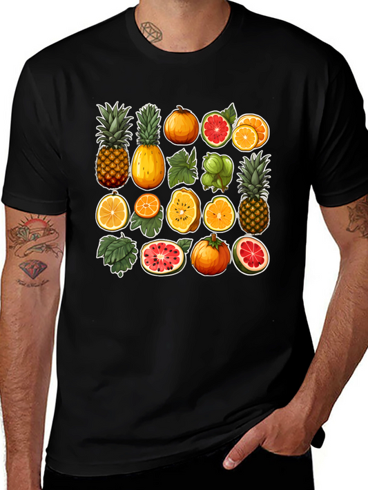 Fruit Collage Graphic T-Shirt - Tropical Design