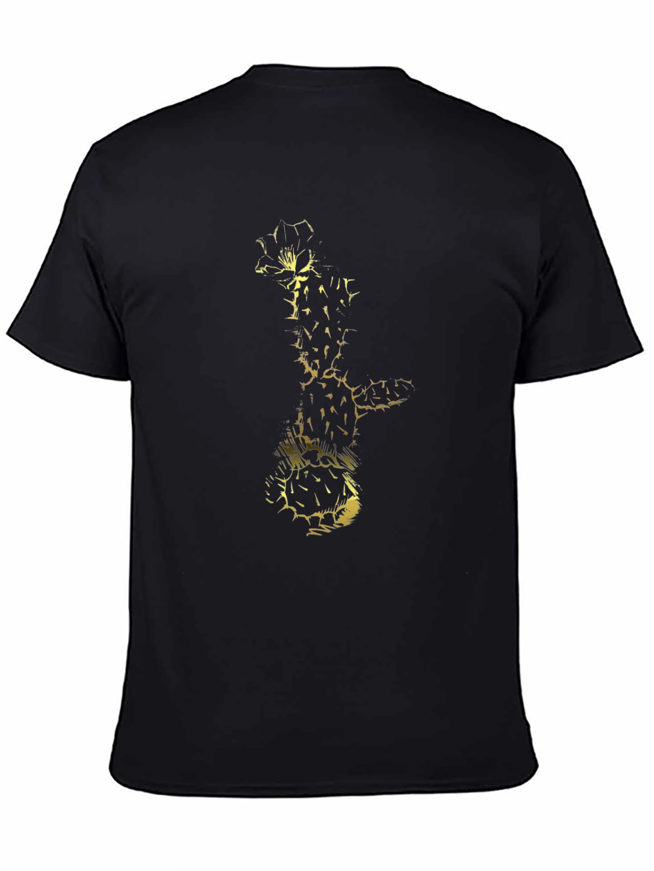 Golden Cactus Black T-Shirt - Desert Style