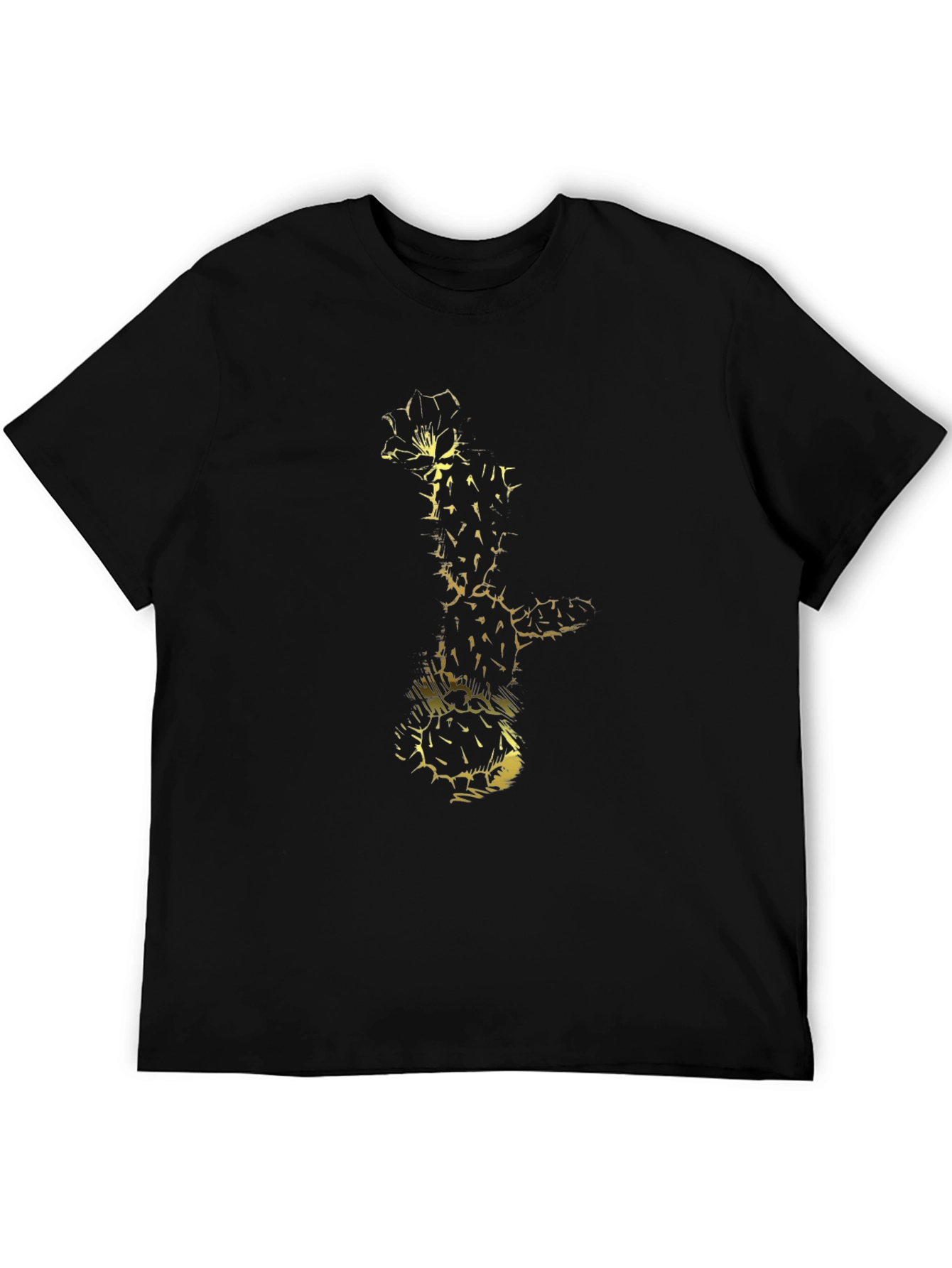 Golden Cactus Black T-Shirt - Desert Style