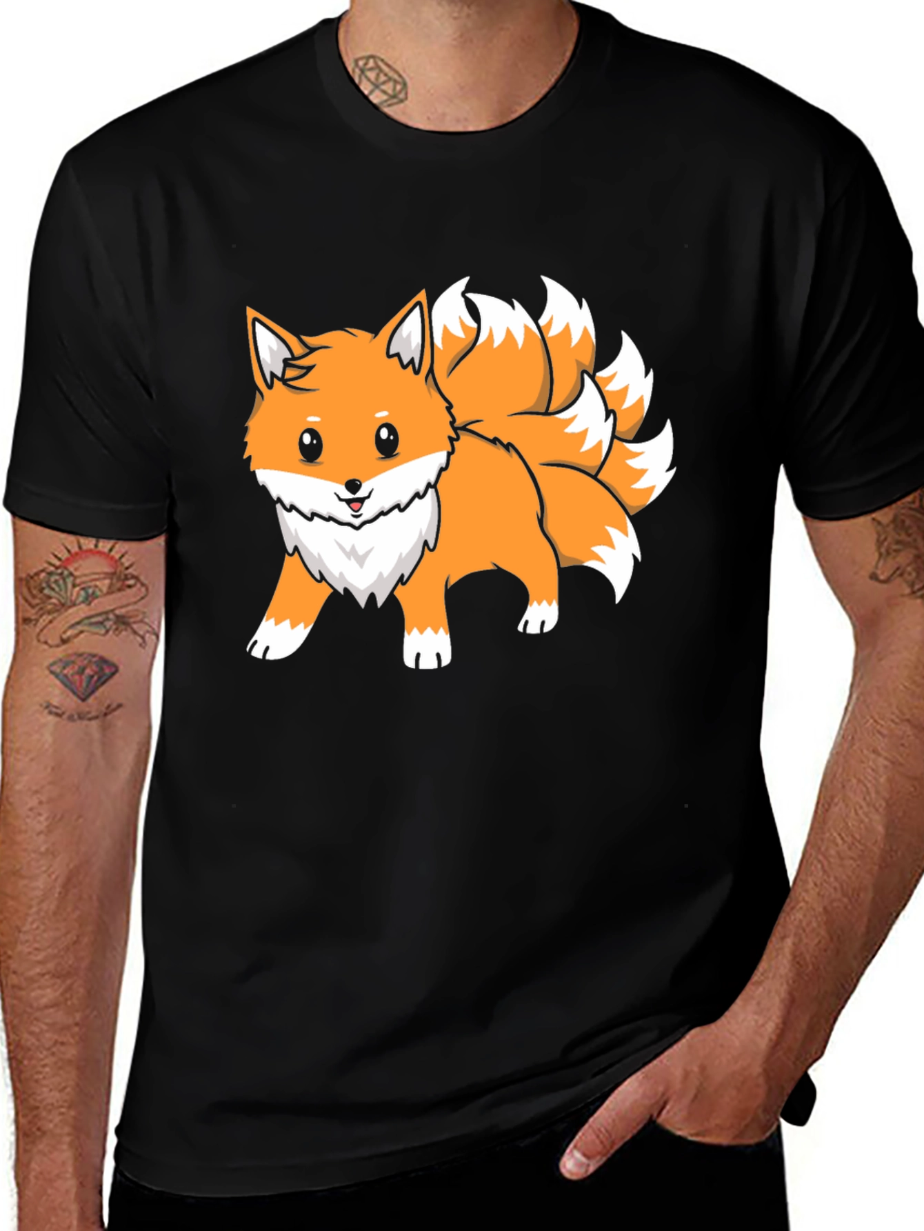 Nine-Tailed Fox Graphic Tee - Anime Style