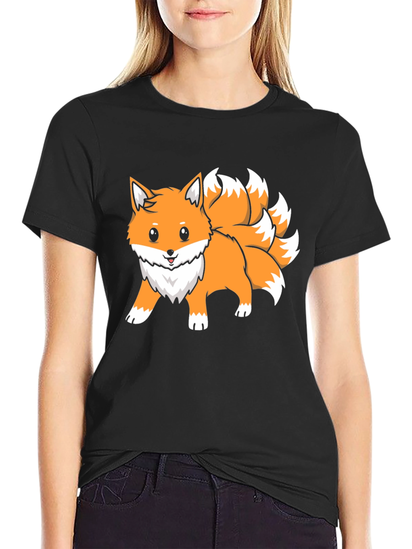 Nine-Tailed Fox Graphic Tee - Anime Style