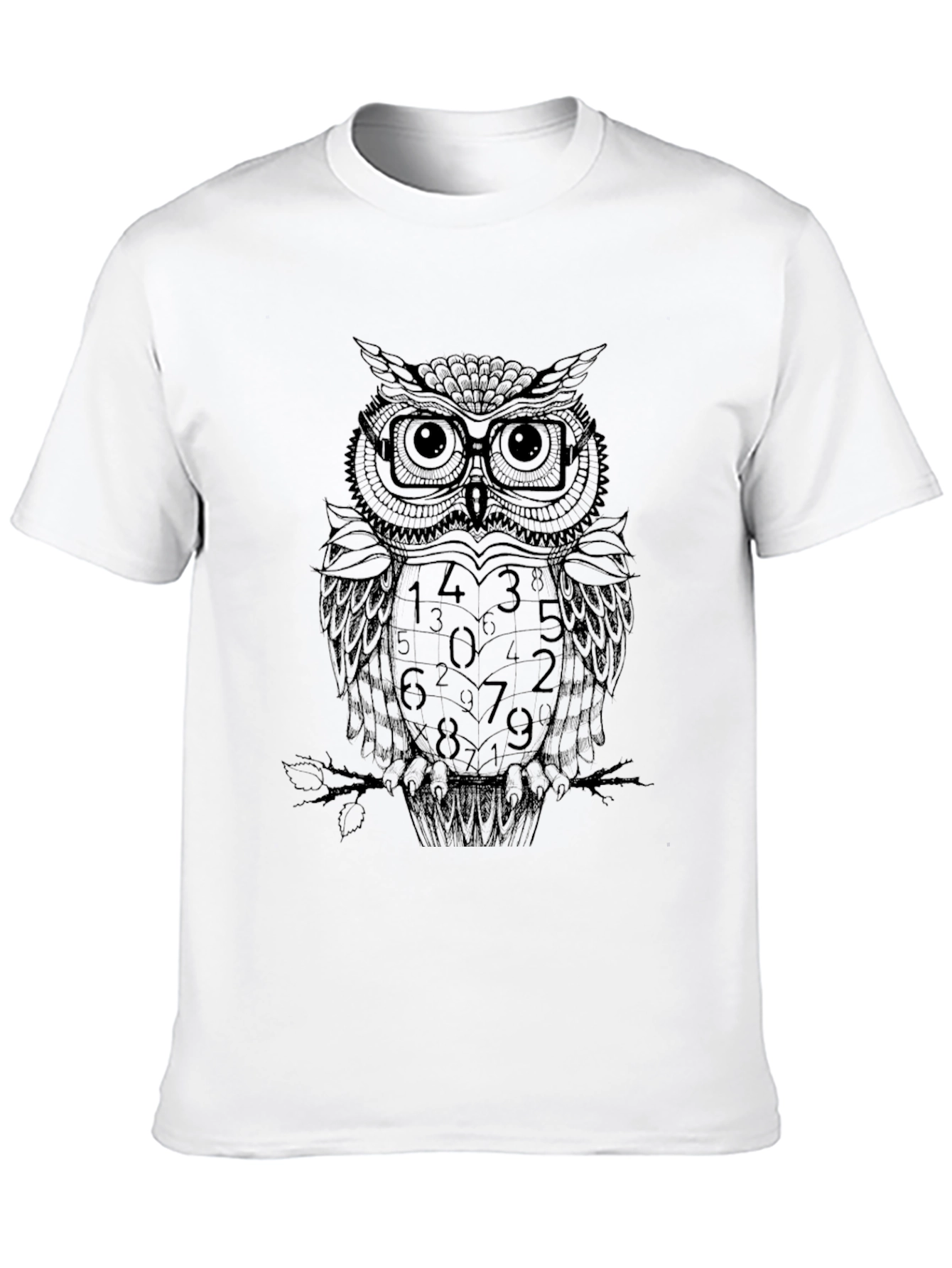 Numerology Owl Graphic Print Black T-Shirt
