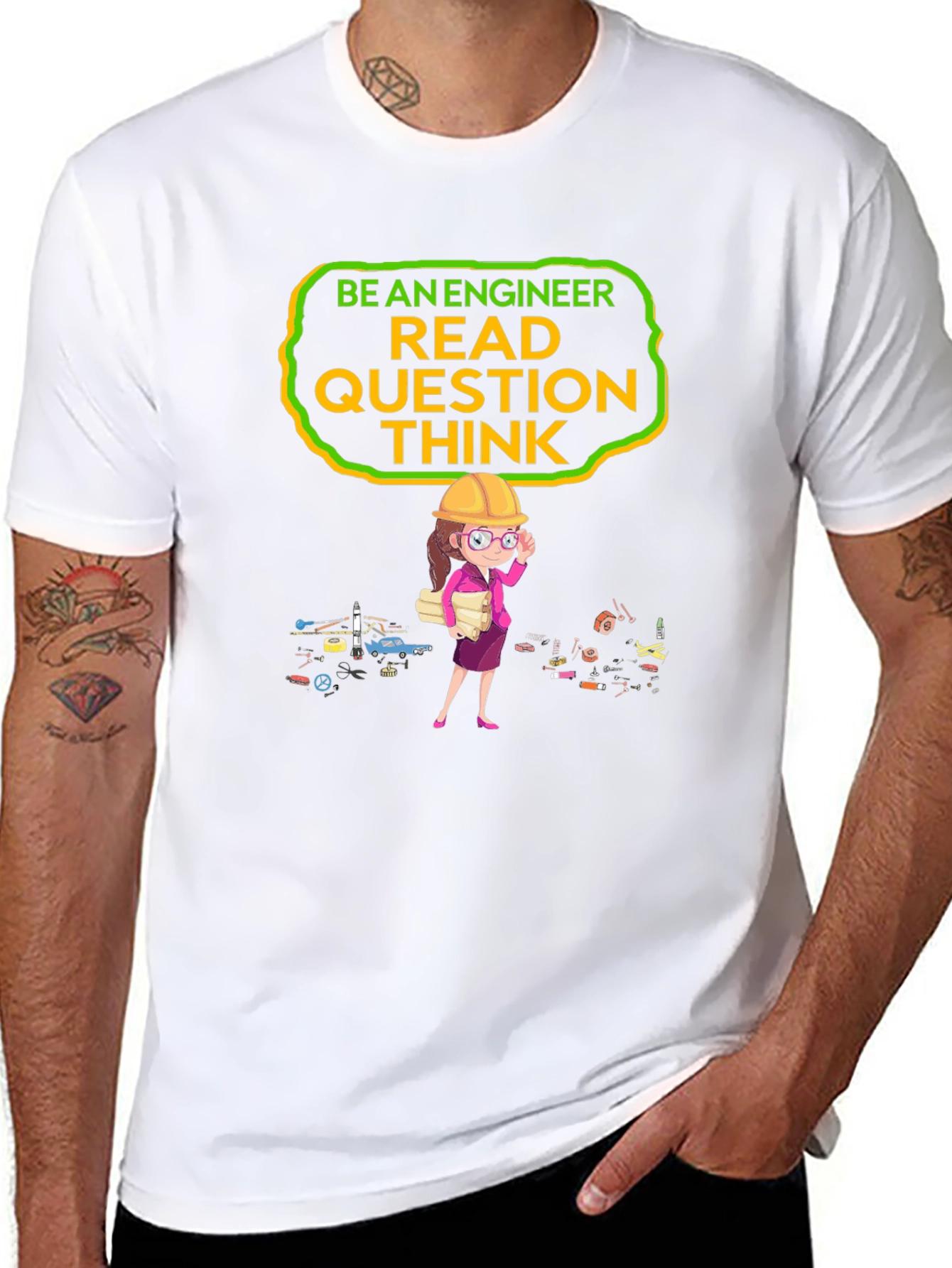 Engineer T-Shirt: Read Question Think - Black Tee