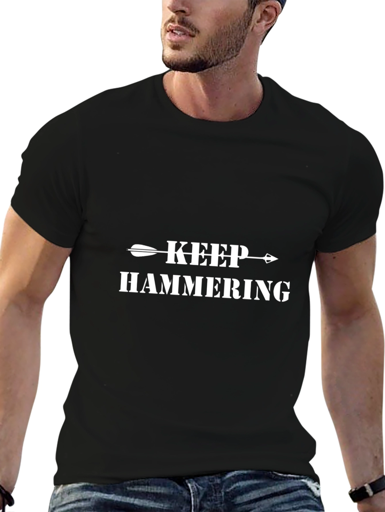 Keep Hammering Black Graphic Tee