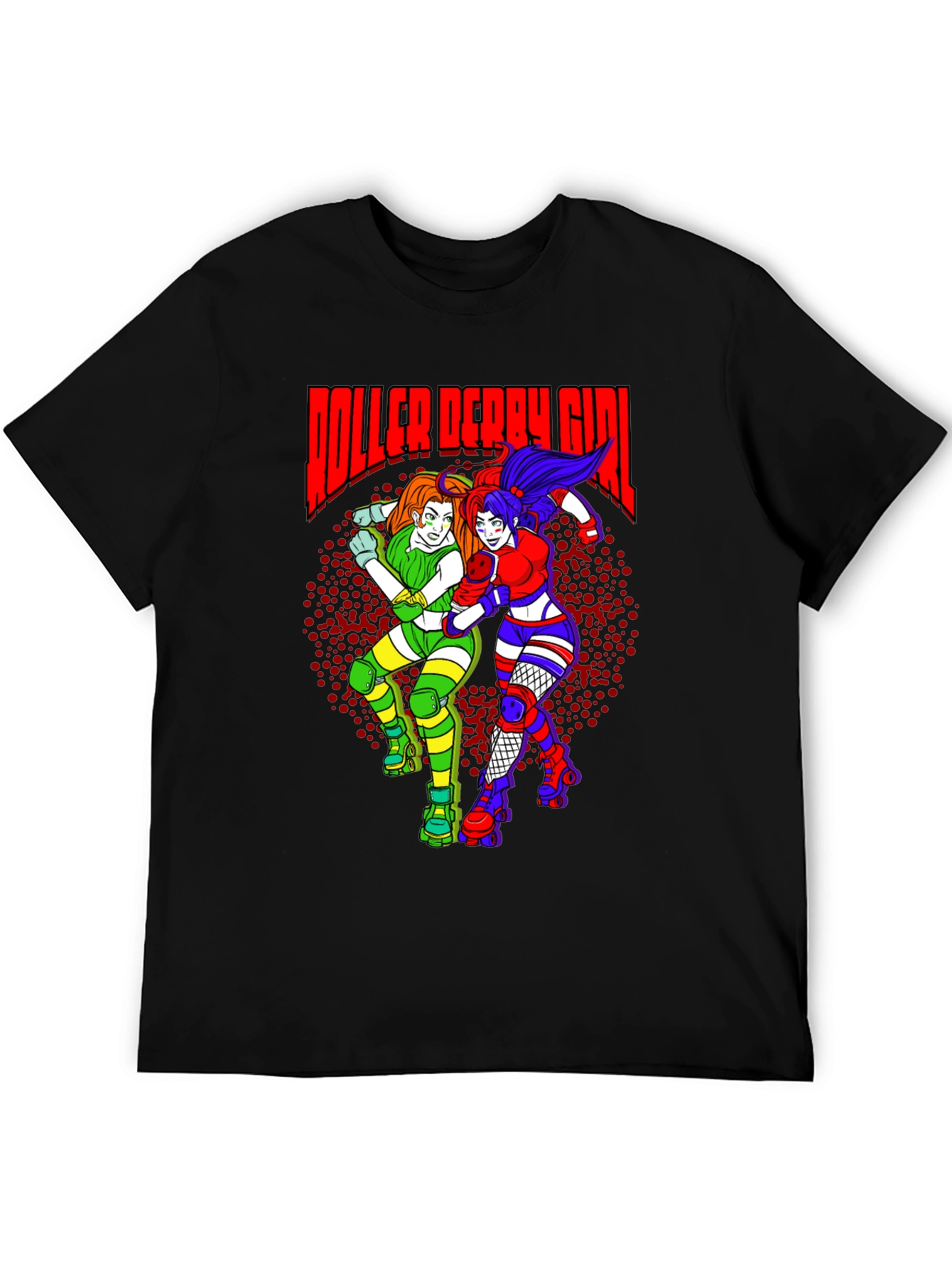 Roller Derby Girl T-Shirt - Black Cotton Graphic Tee