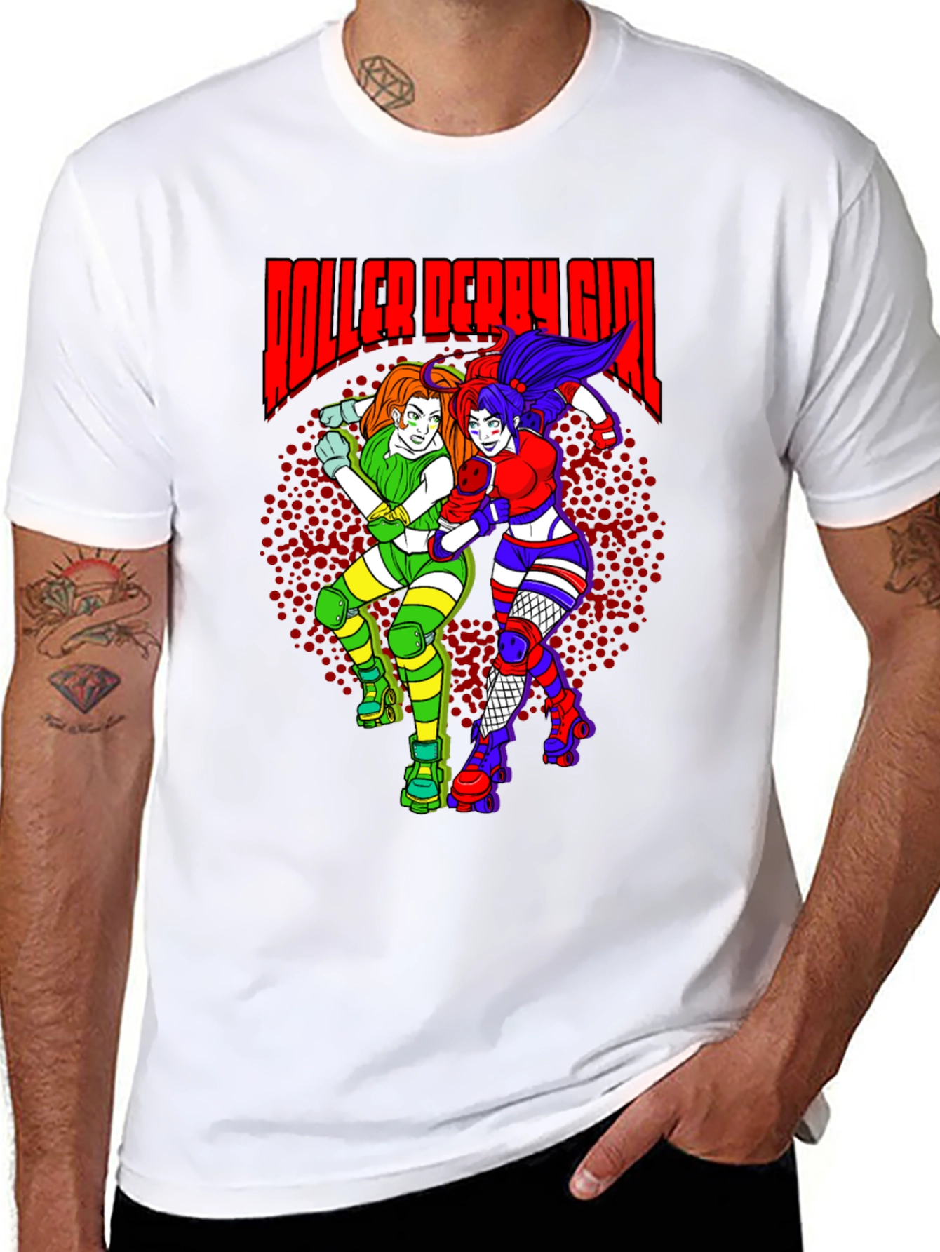 Roller Derby Girl T-Shirt - Black Cotton Graphic Tee