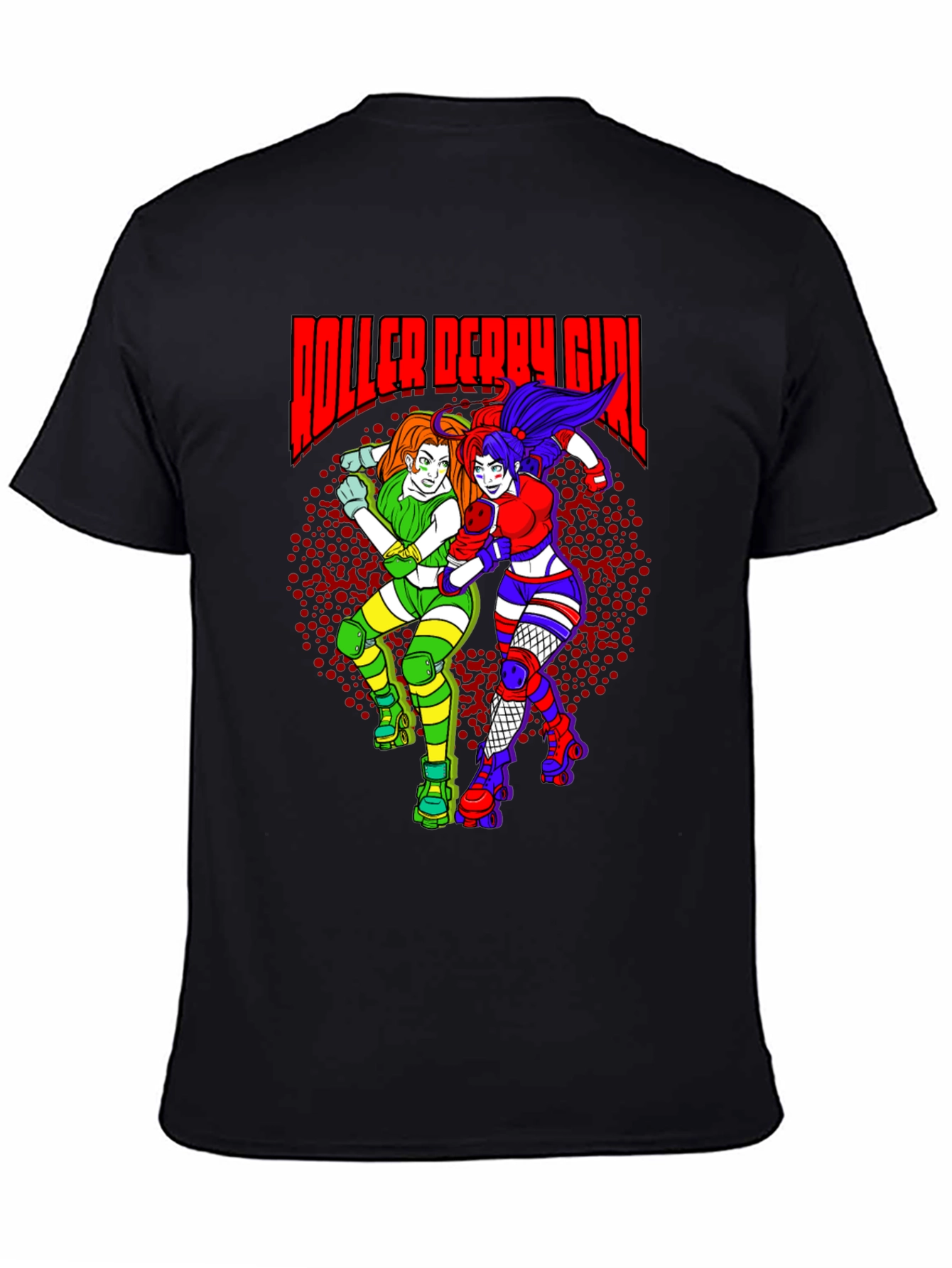Roller Derby Girl T-Shirt - Black Cotton Graphic Tee