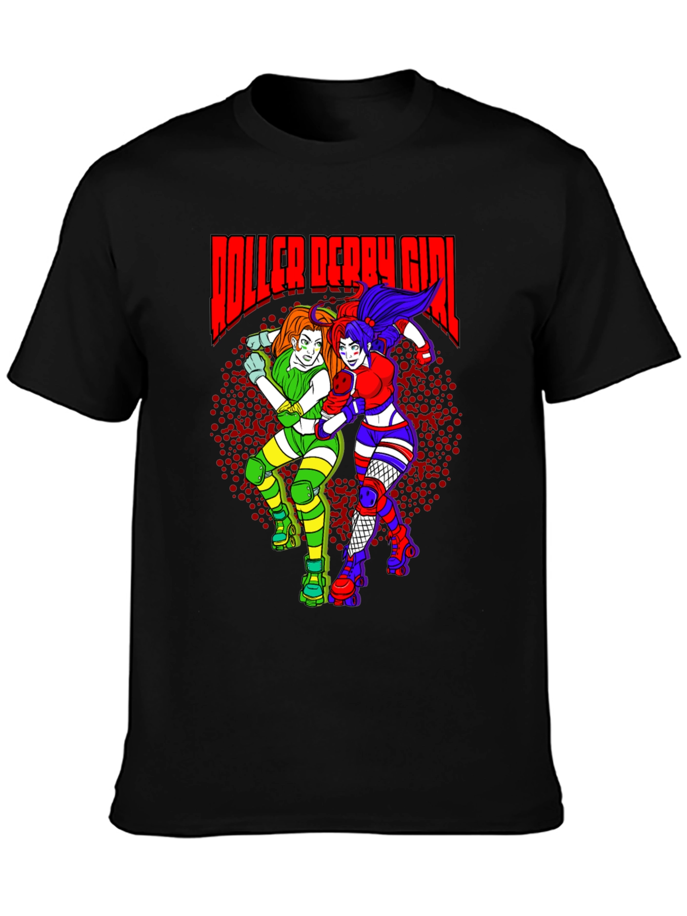 Roller Derby Girl T-Shirt - Black Cotton Graphic Tee