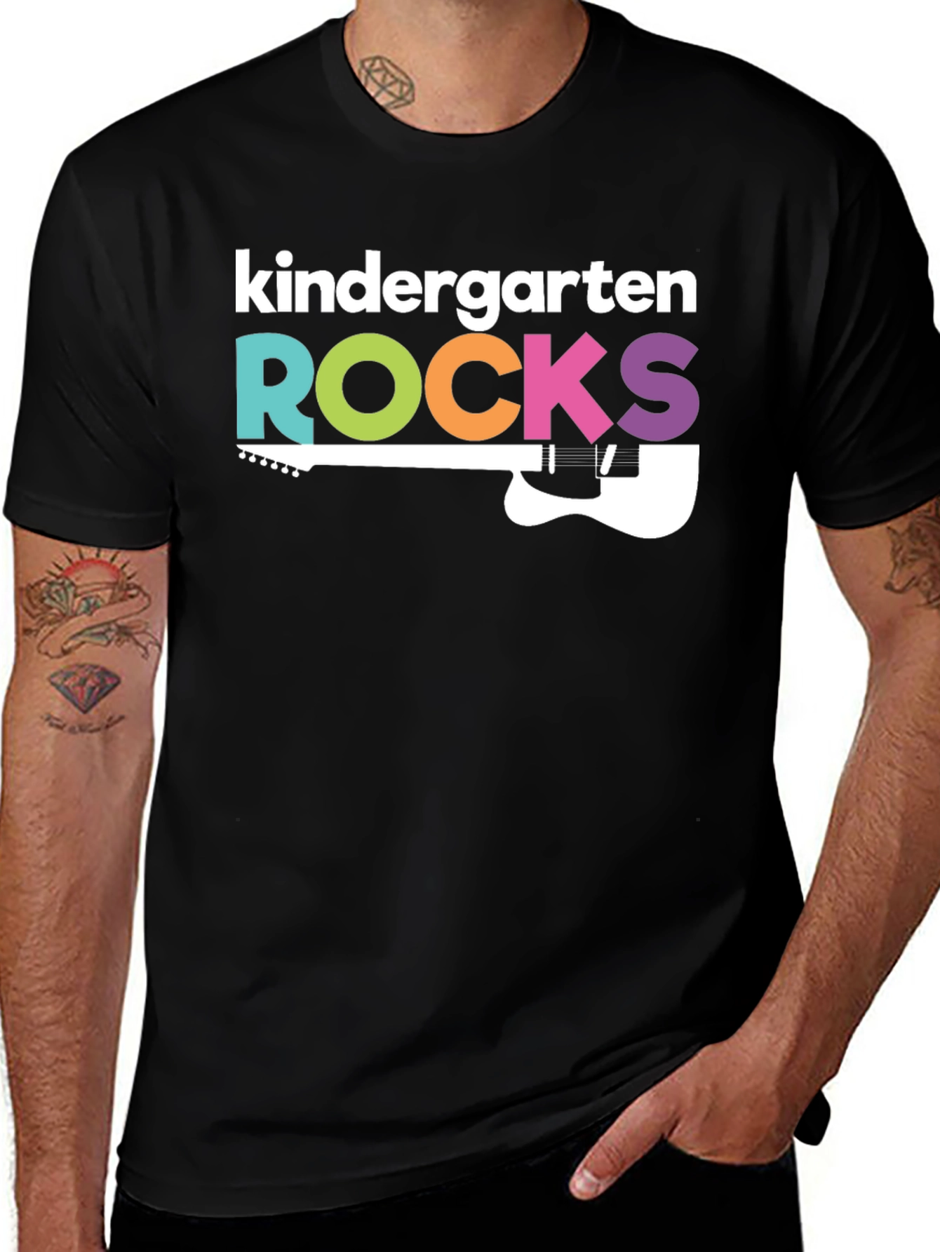 Kindergarten Rocks T-Shirt - Musical Guitar Design