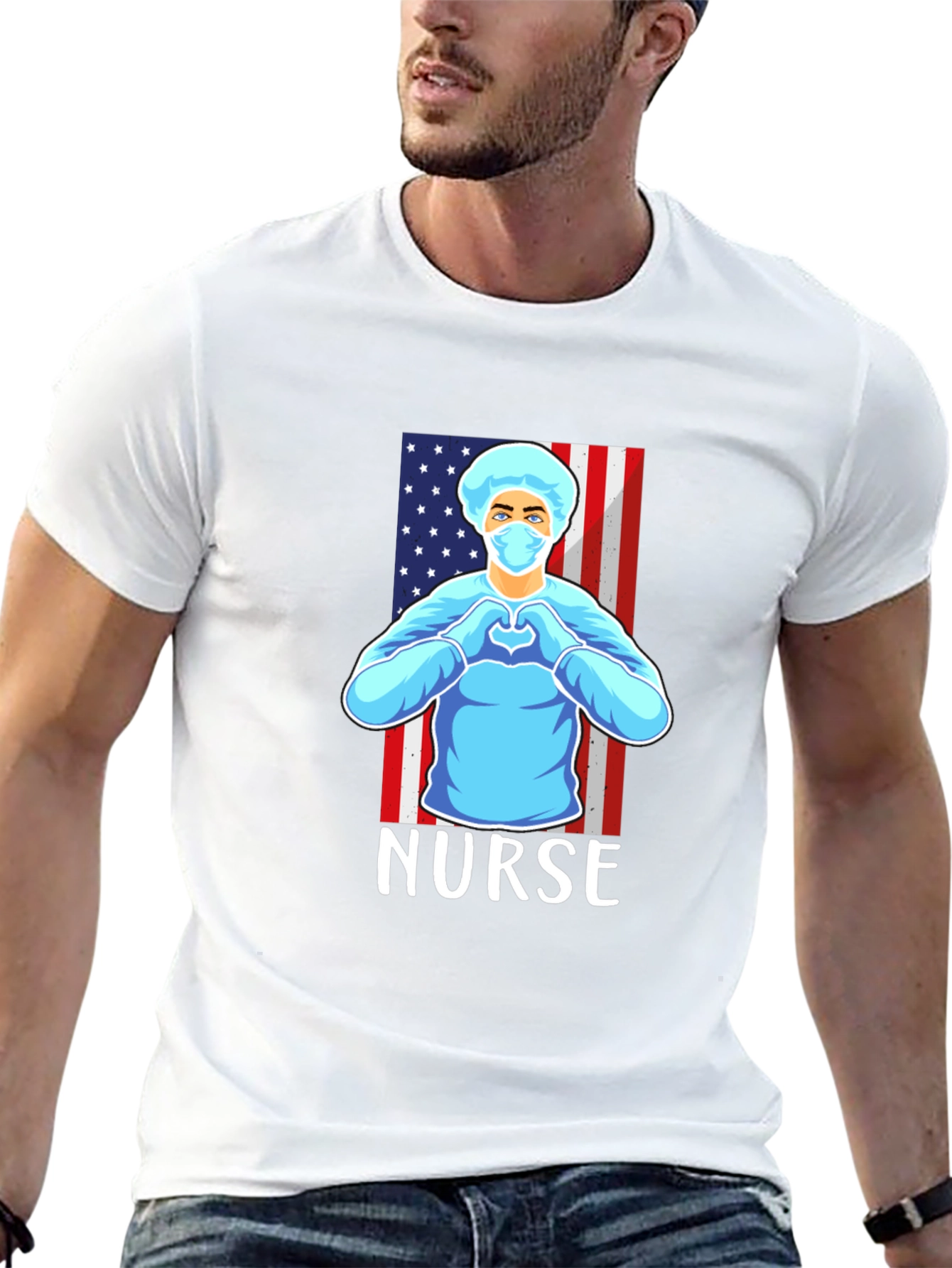 Nurse American Flag Graphic T-Shirt