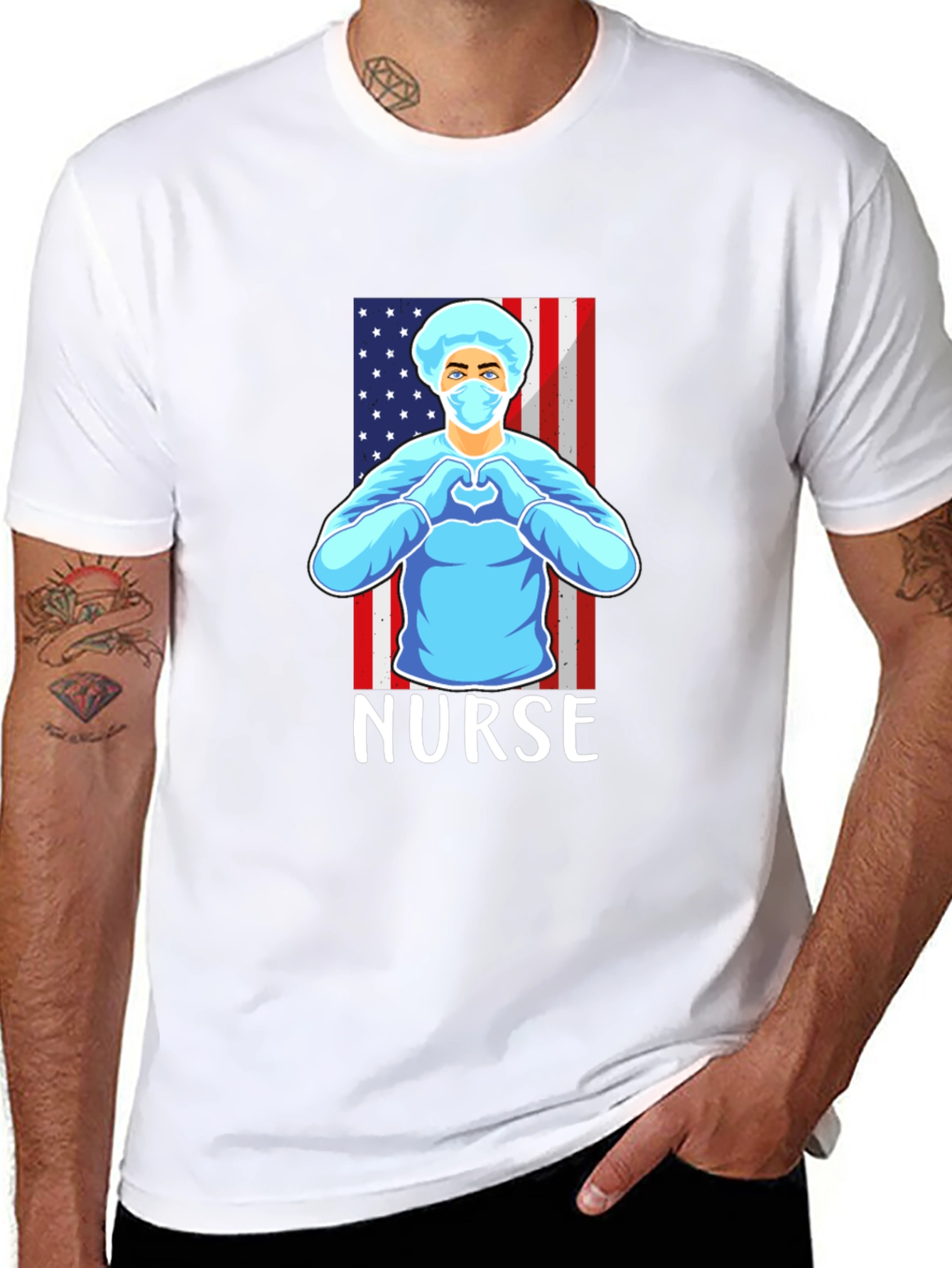 Nurse American Flag Graphic T-Shirt