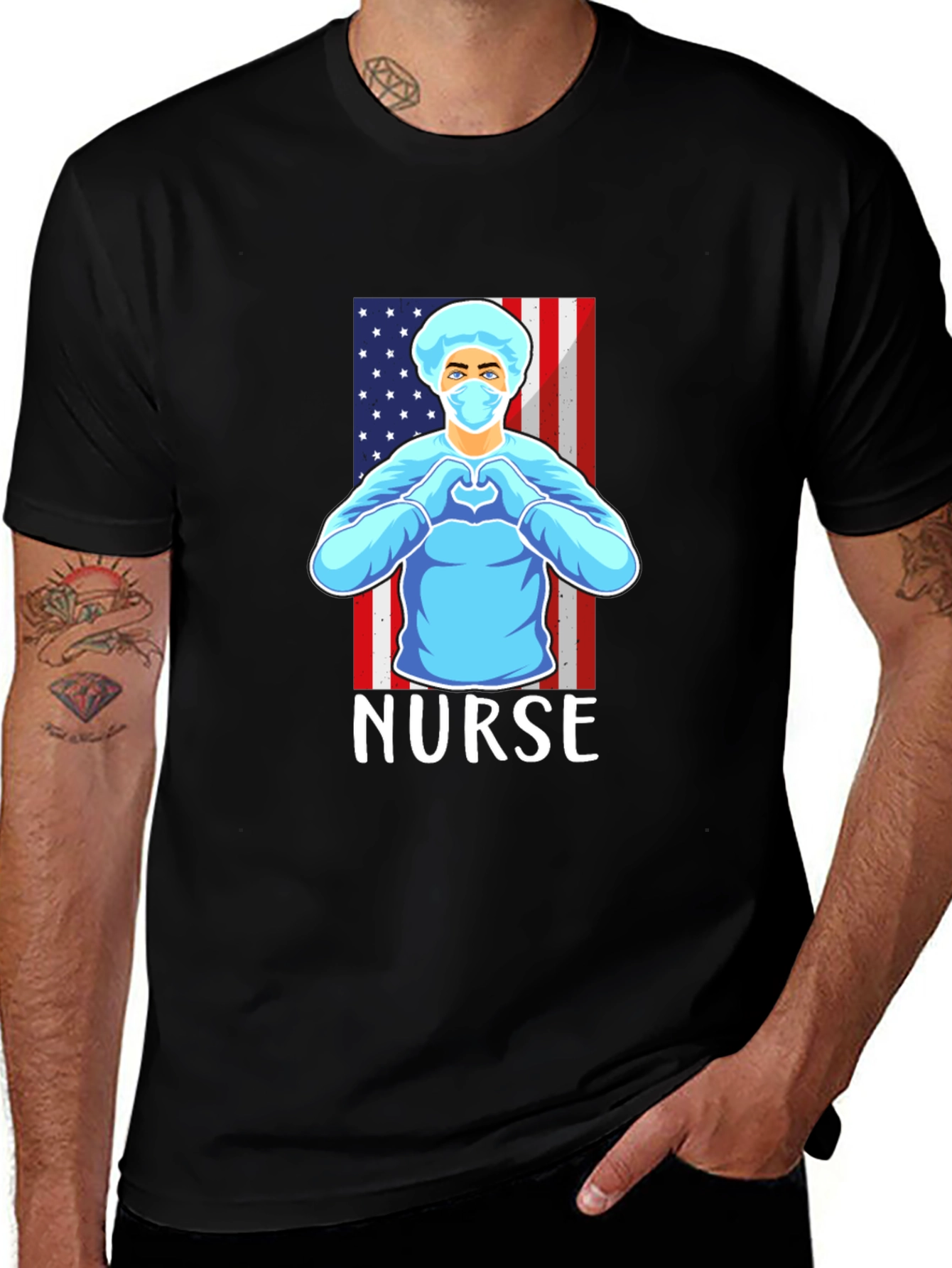 Nurse American Flag Graphic T-Shirt