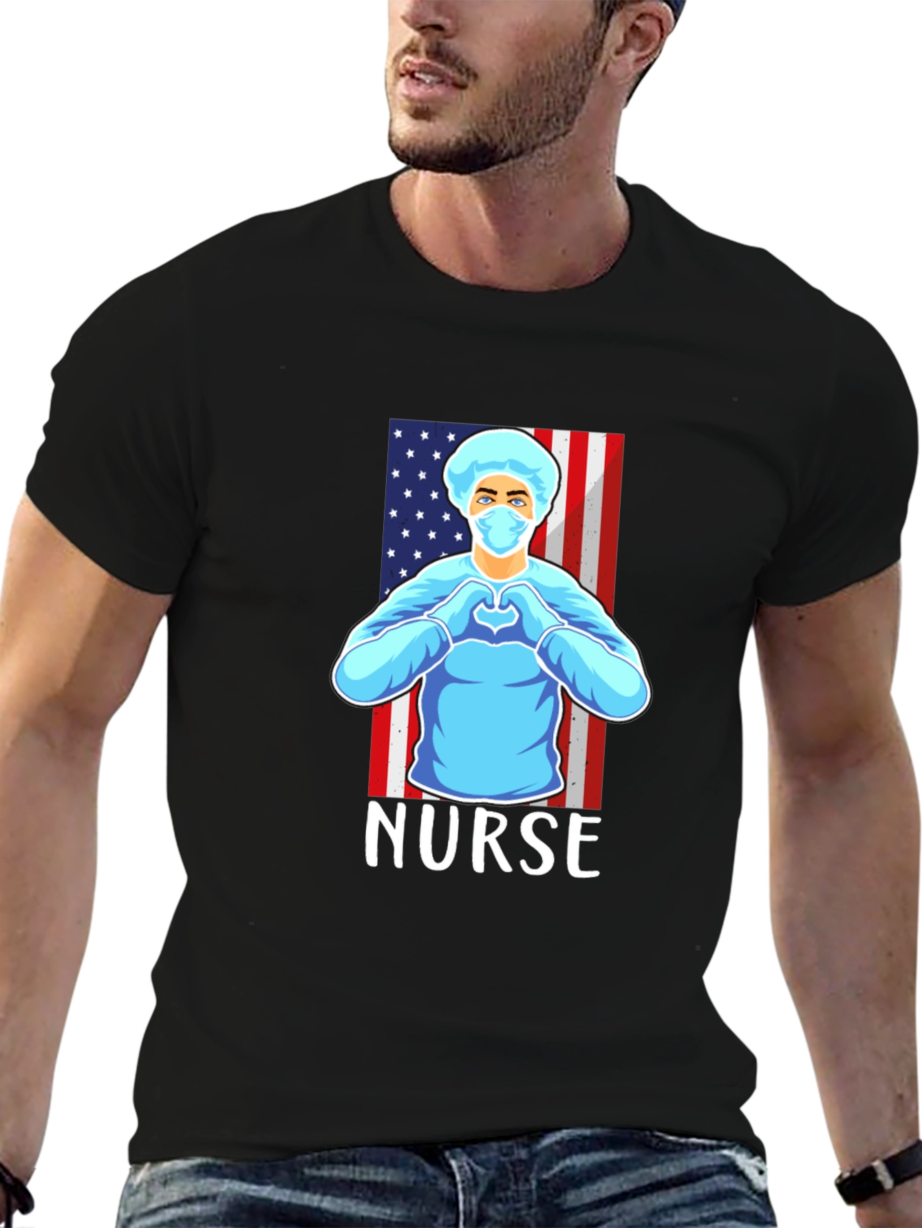 Nurse American Flag Graphic T-Shirt