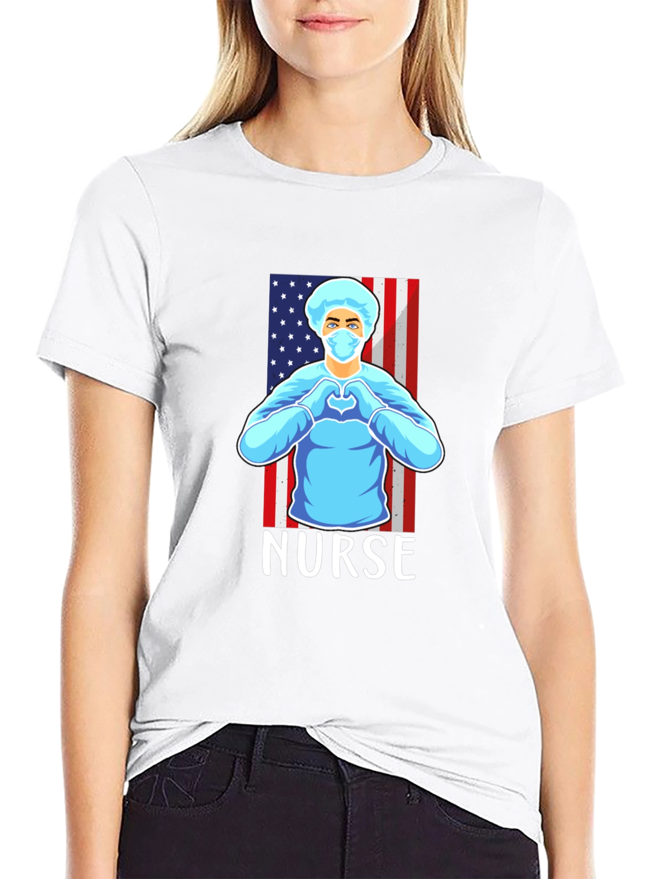 Nurse American Flag Graphic T-Shirt