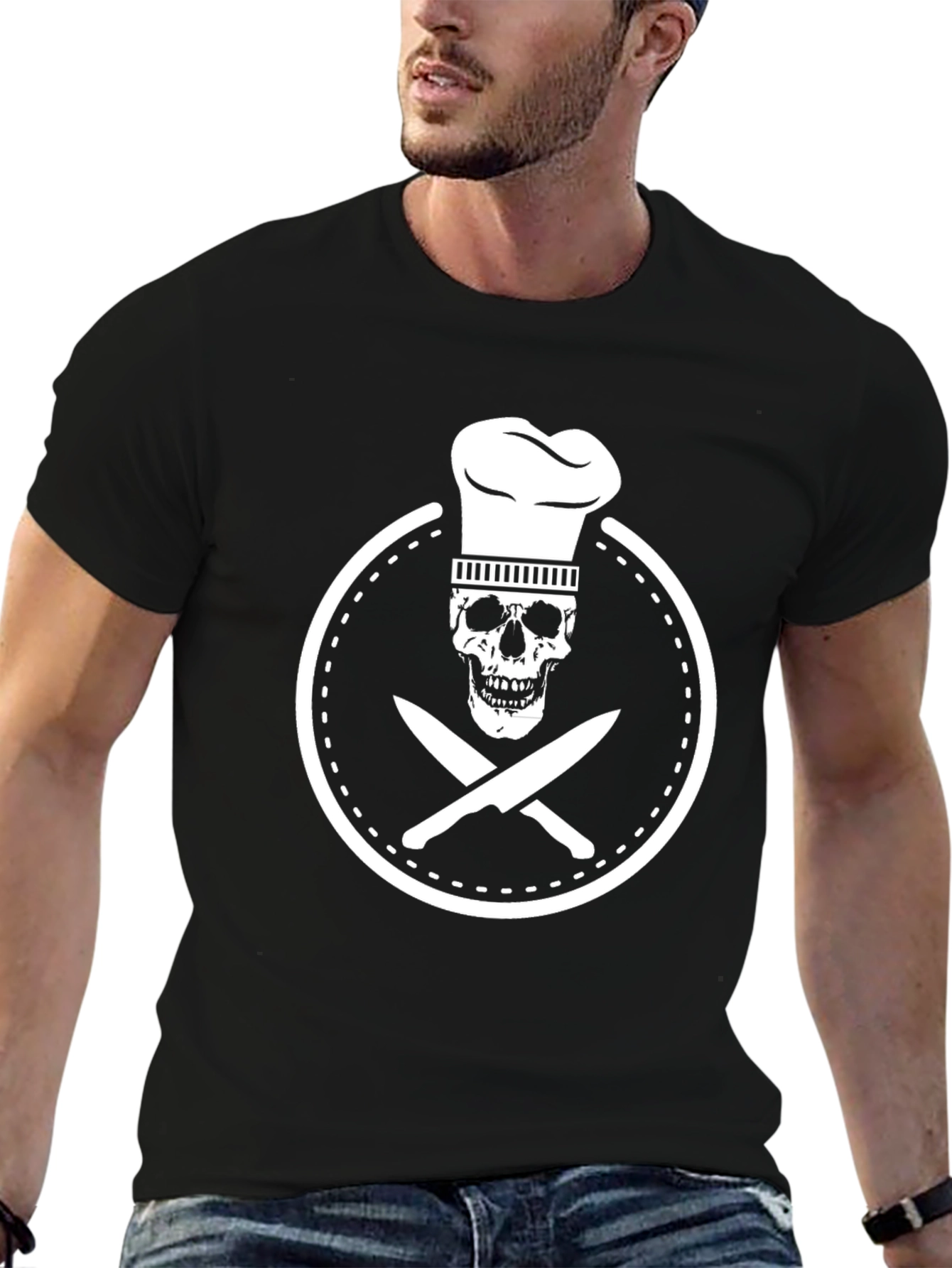 Chef Skull & Knives Graphic T-Shirt