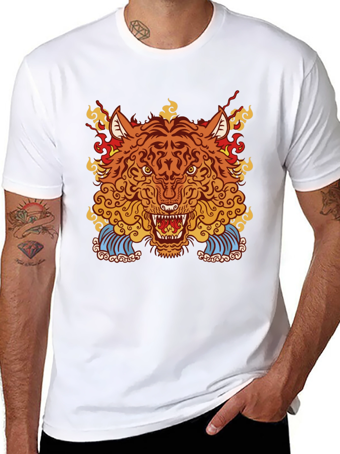 Fiery Tiger Graphic Black Tee