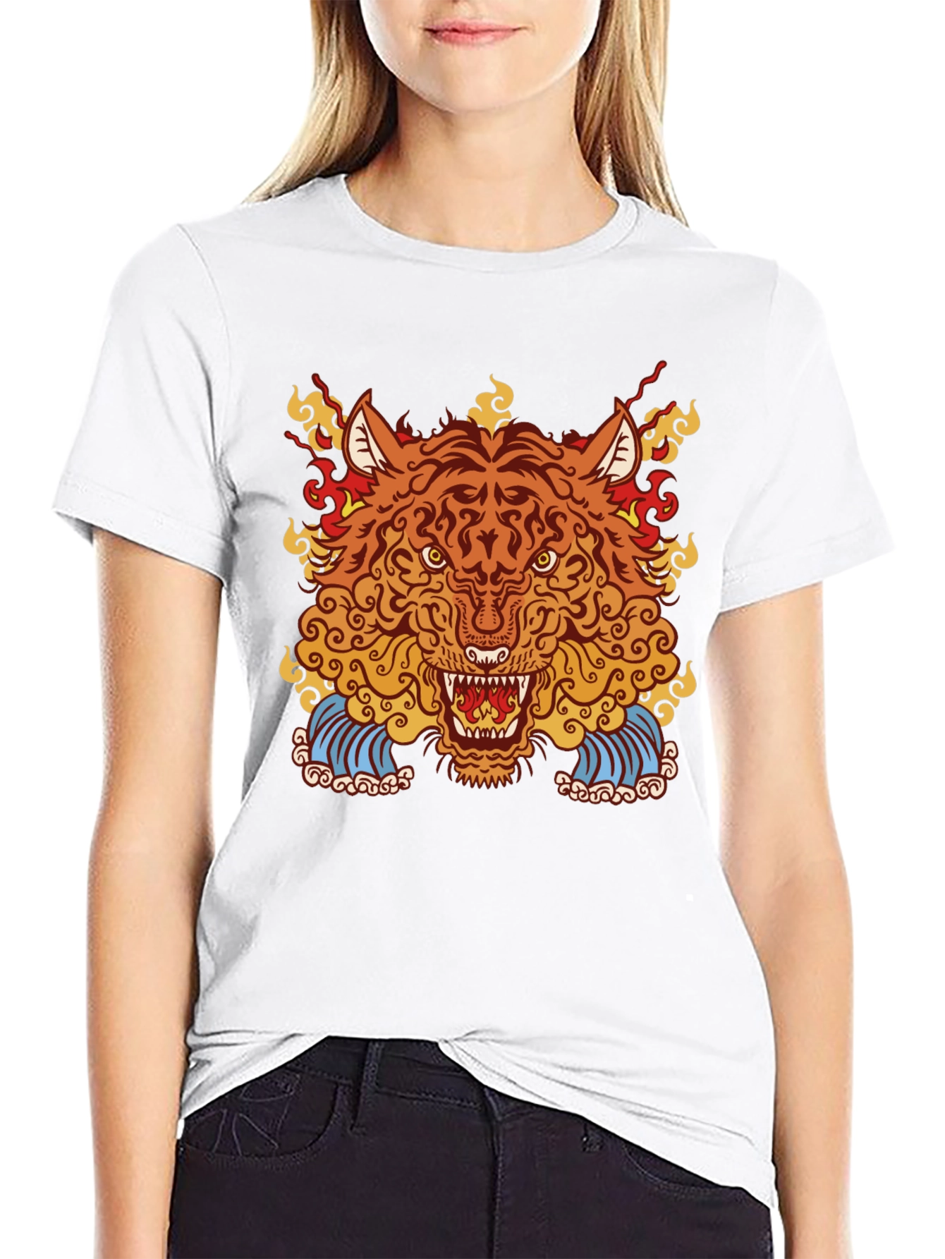 Fiery Tiger Graphic Black Tee