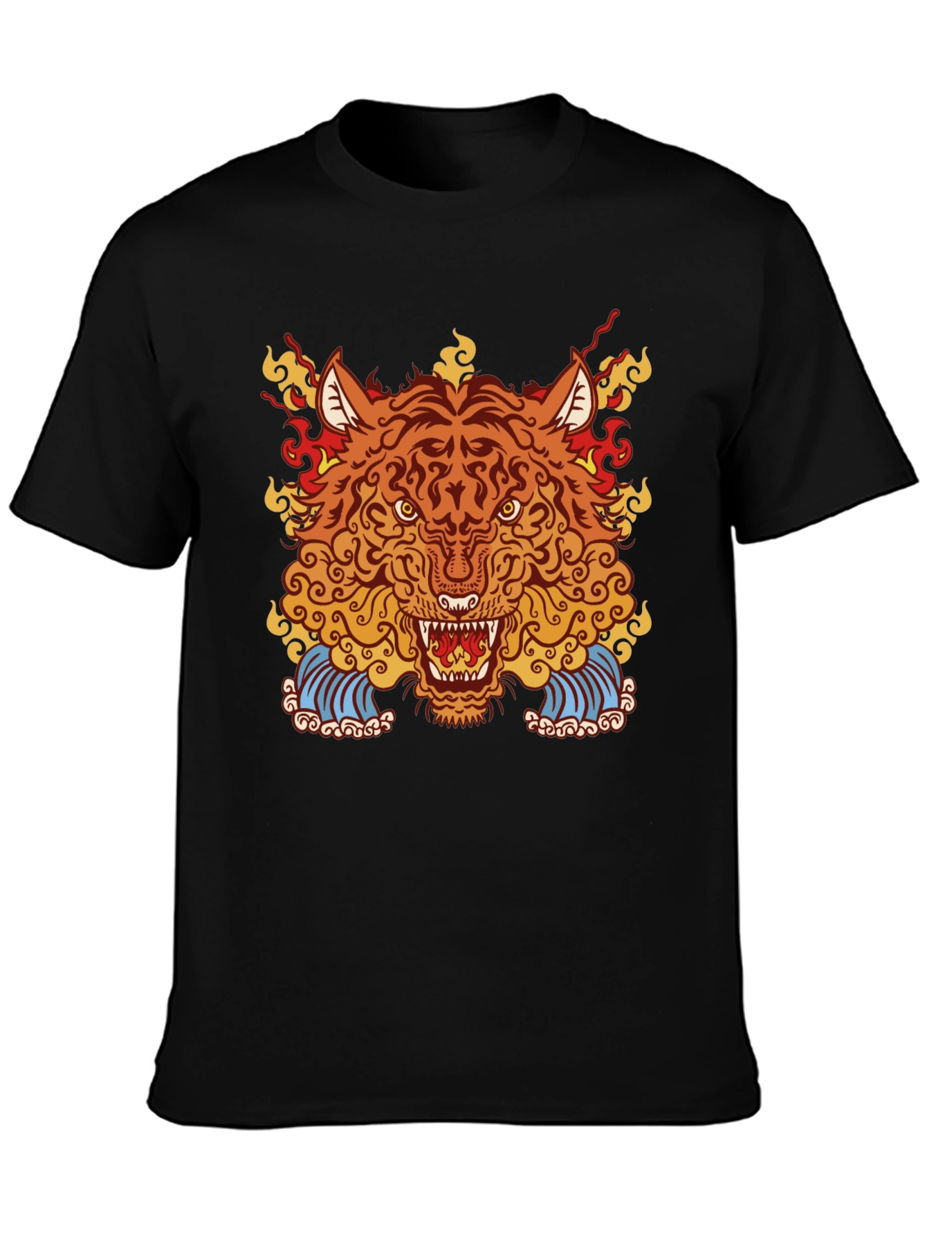 Fiery Tiger Graphic Black Tee