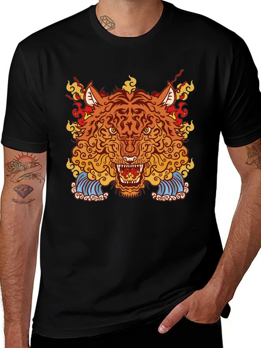Fiery Tiger Graphic Black Tee