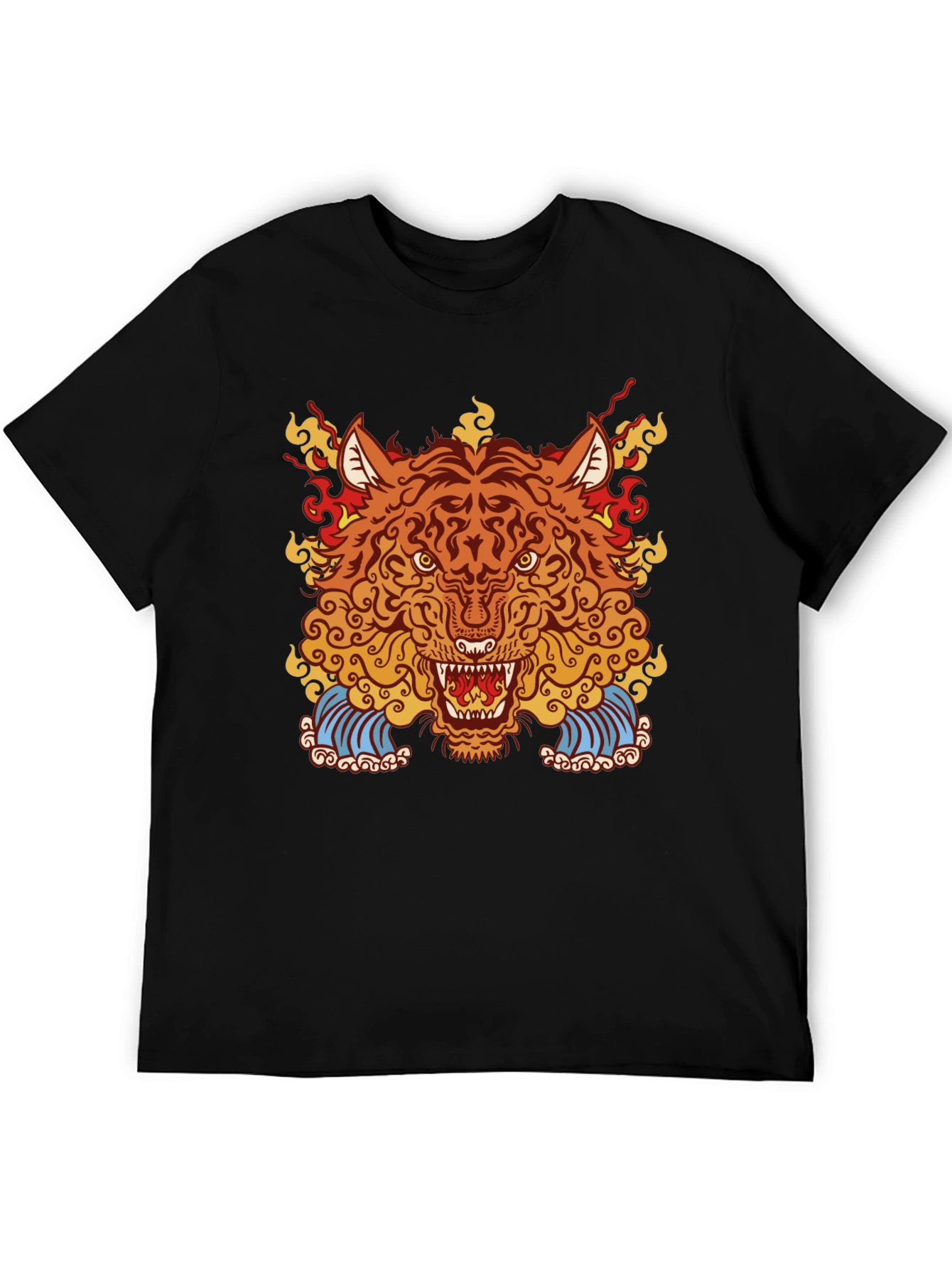 Fiery Tiger Graphic Black Tee