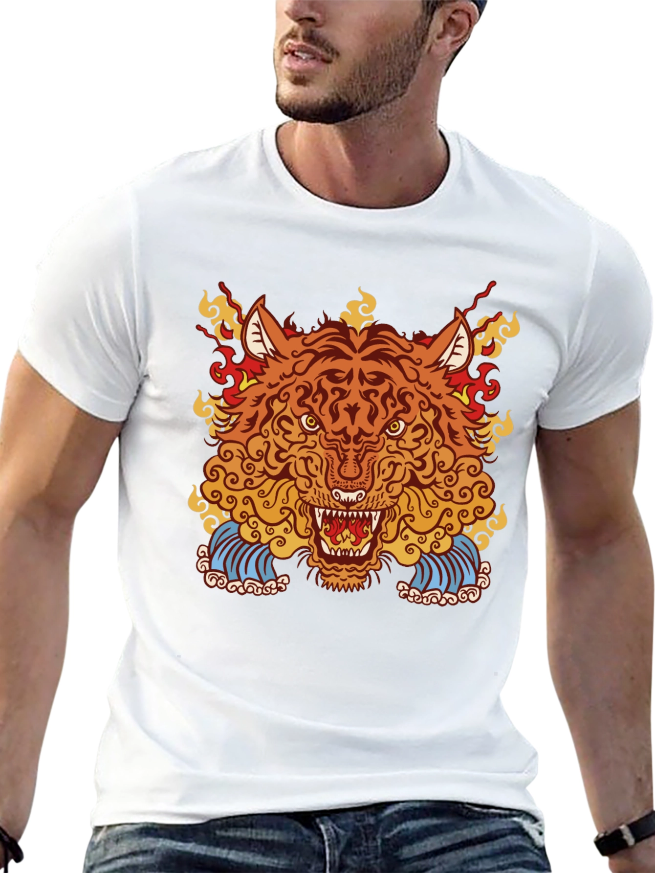Fiery Tiger Graphic Black Tee