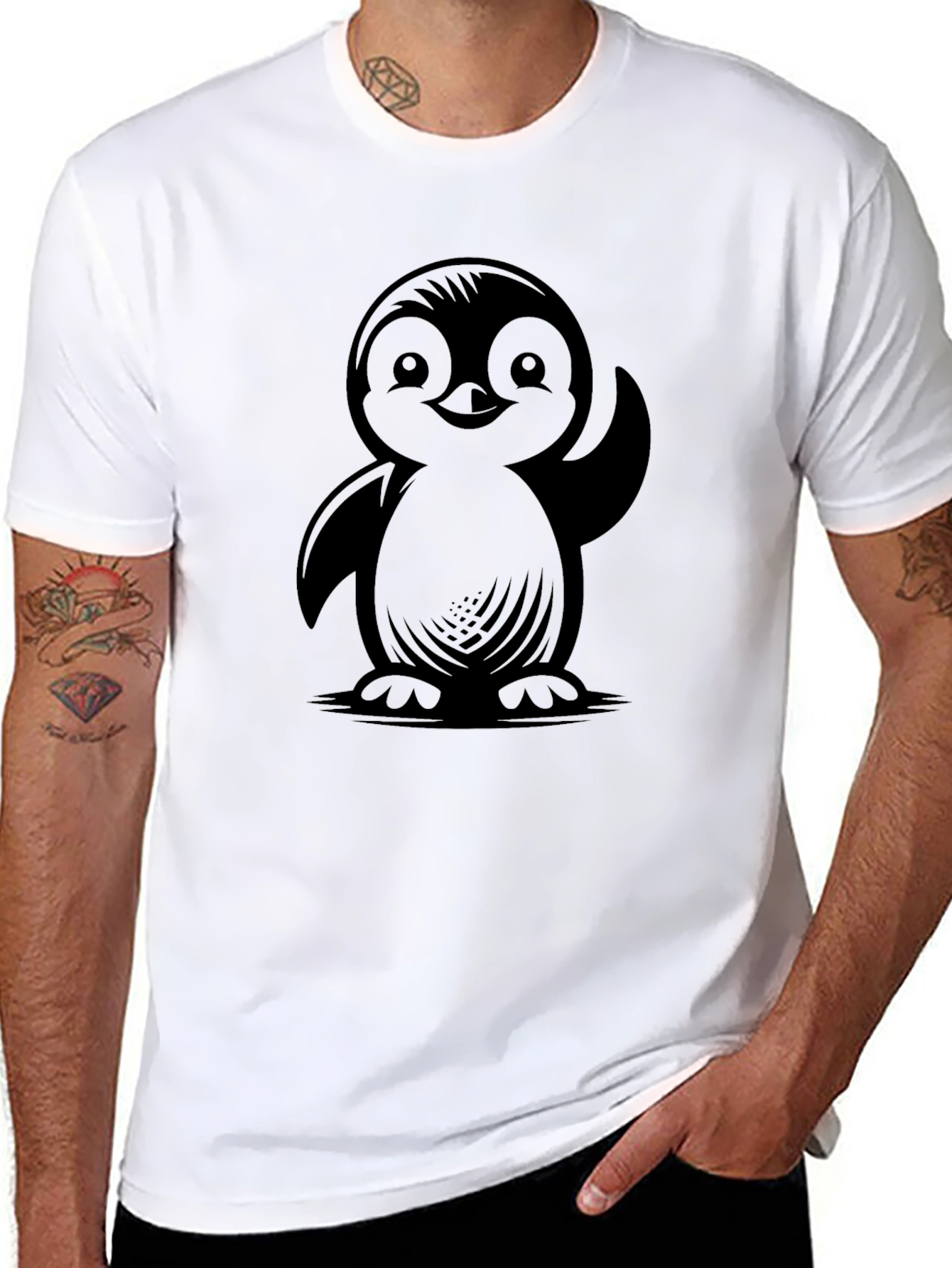 Cute Penguin Graphic Print T-Shirt