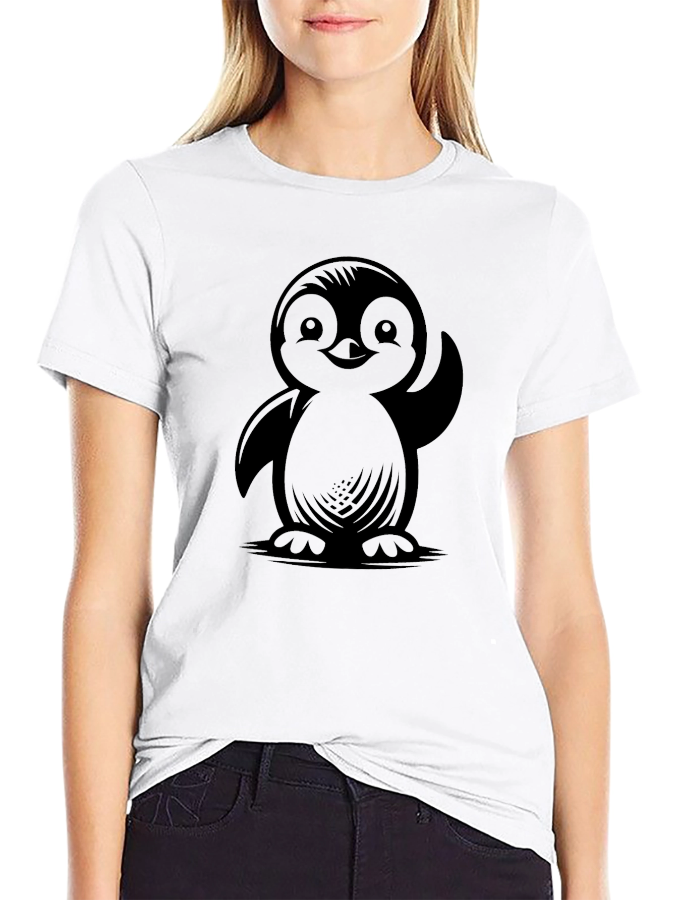 Cute Penguin Graphic Print T-Shirt