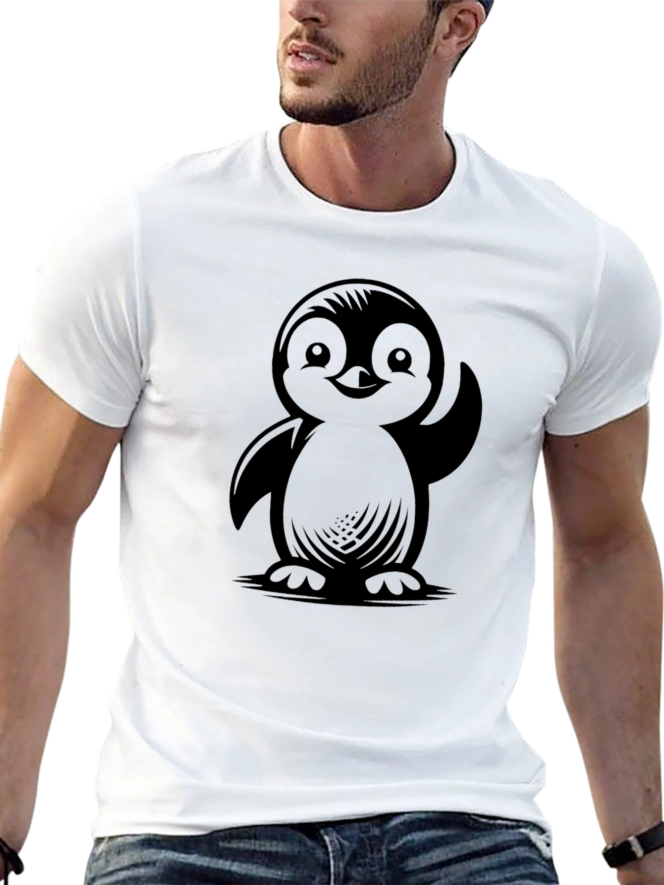 Cute Penguin Graphic Print T-Shirt