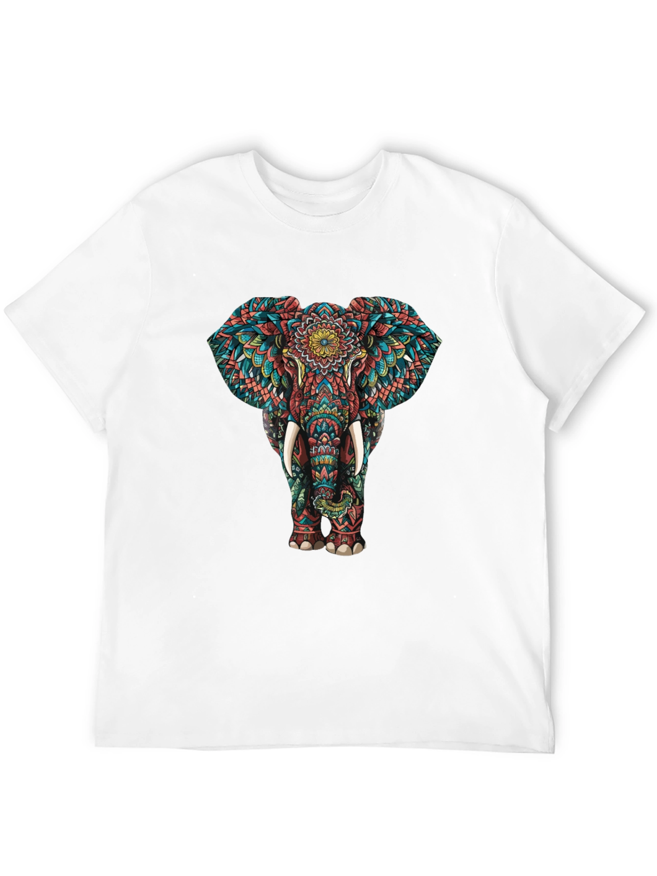 Elephant Mandala Graphic Tee - Black Cotton T-Shirt