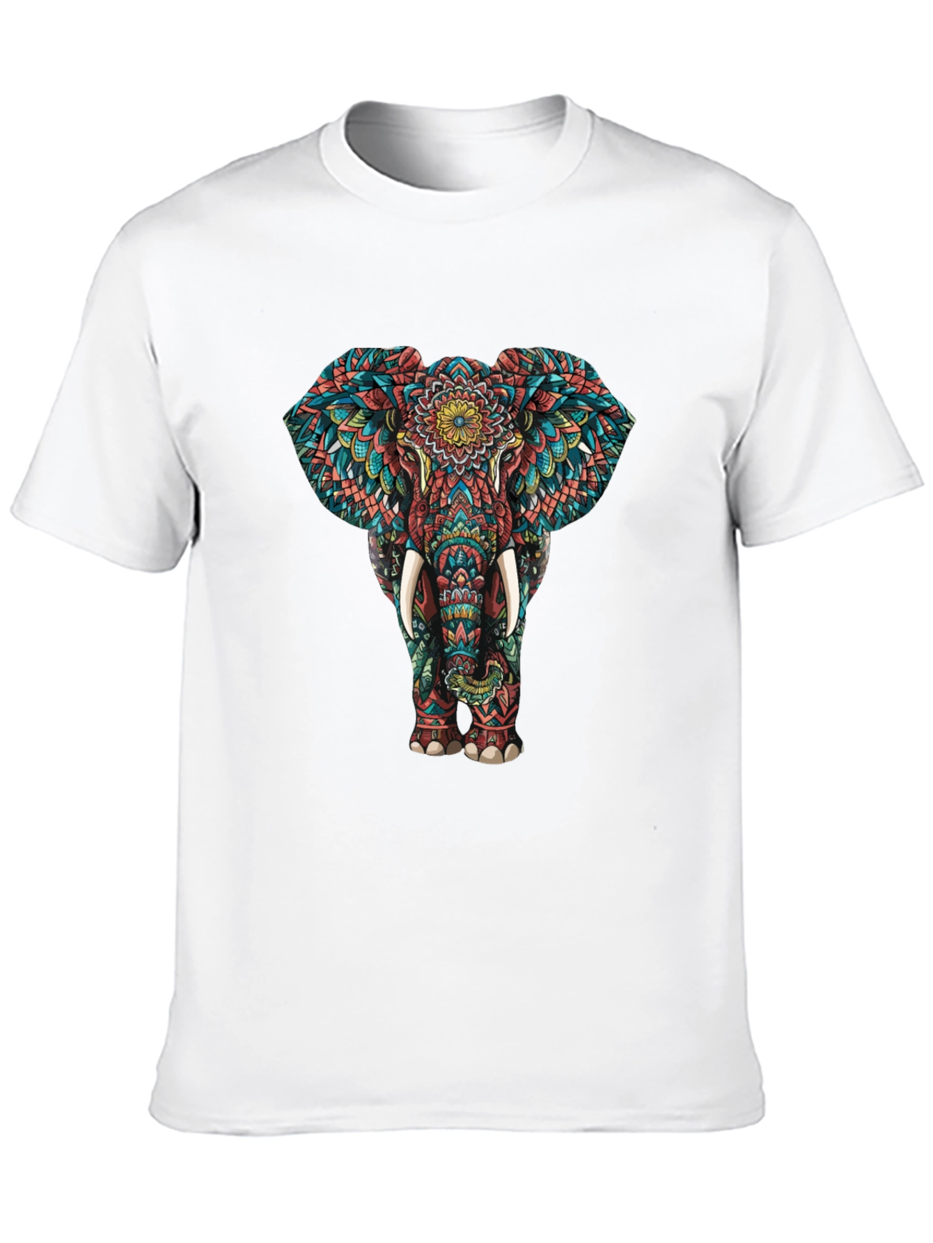 Elephant Mandala Graphic Tee - Black Cotton T-Shirt