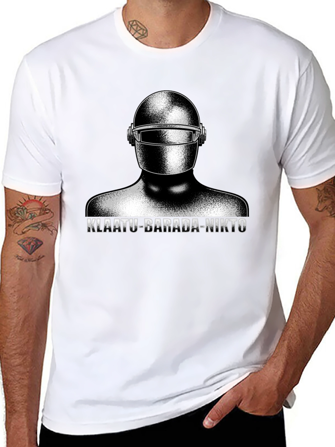 Klaatu Barada Nikto T-Shirt - Sci-Fi Robot Design