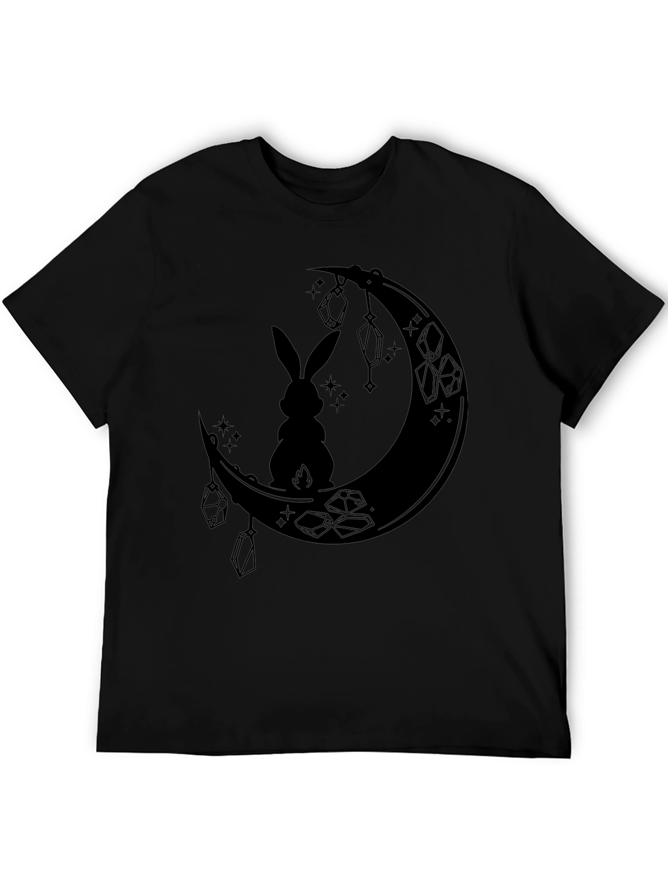 Moonlit Hare Graphic Tee - Stylish Black T-Shirt