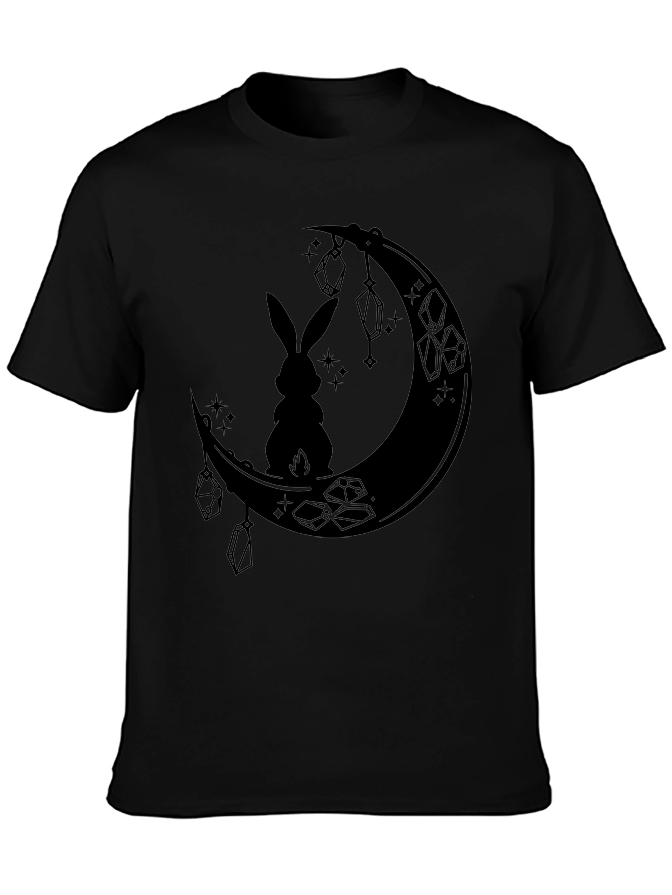 Moonlit Hare Graphic Tee - Stylish Black T-Shirt