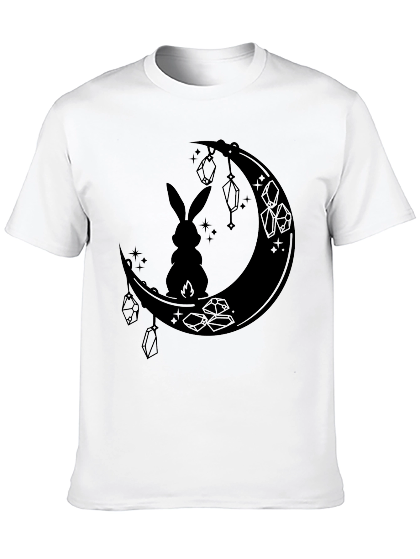 Moonlit Hare Graphic Tee - Stylish Black T-Shirt