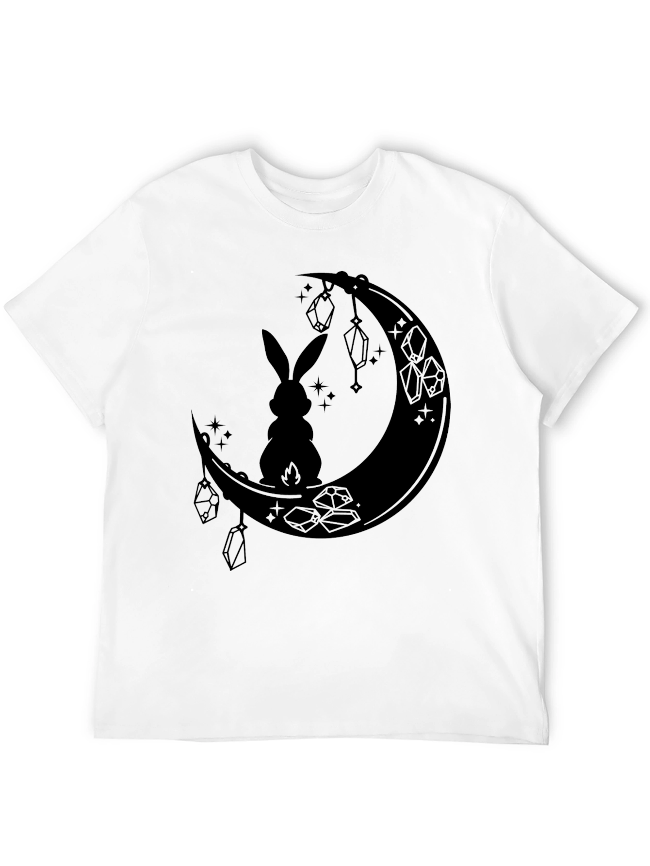 Moonlit Hare Graphic Tee - Stylish Black T-Shirt