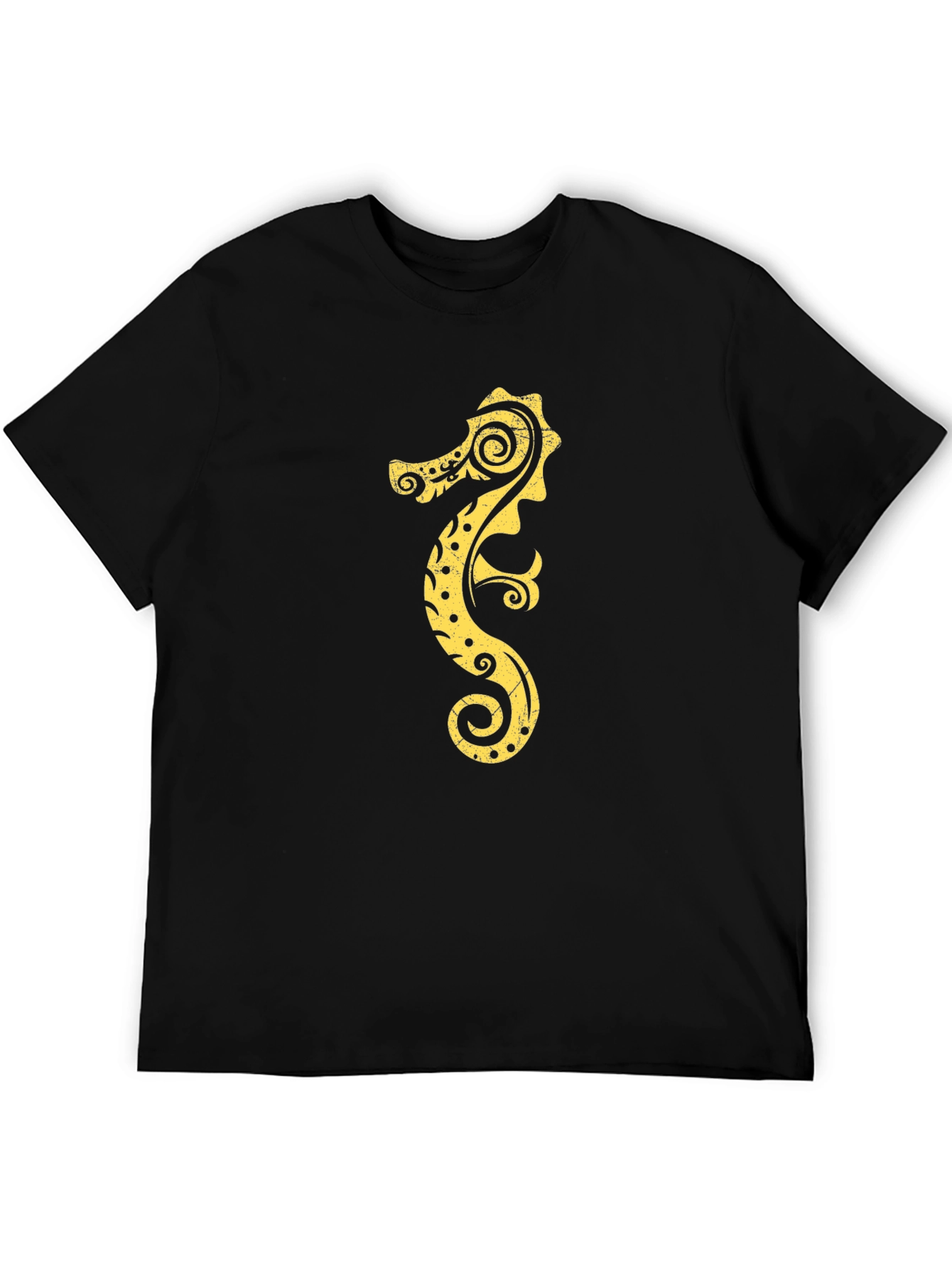 Sea Horse Graphic Tee - Black Cotton T-Shirt
