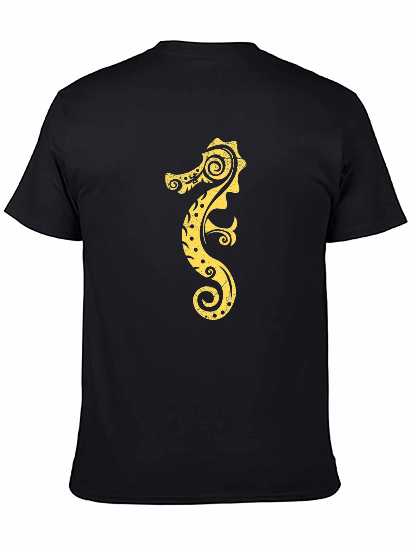 Sea Horse Graphic Tee - Black Cotton T-Shirt
